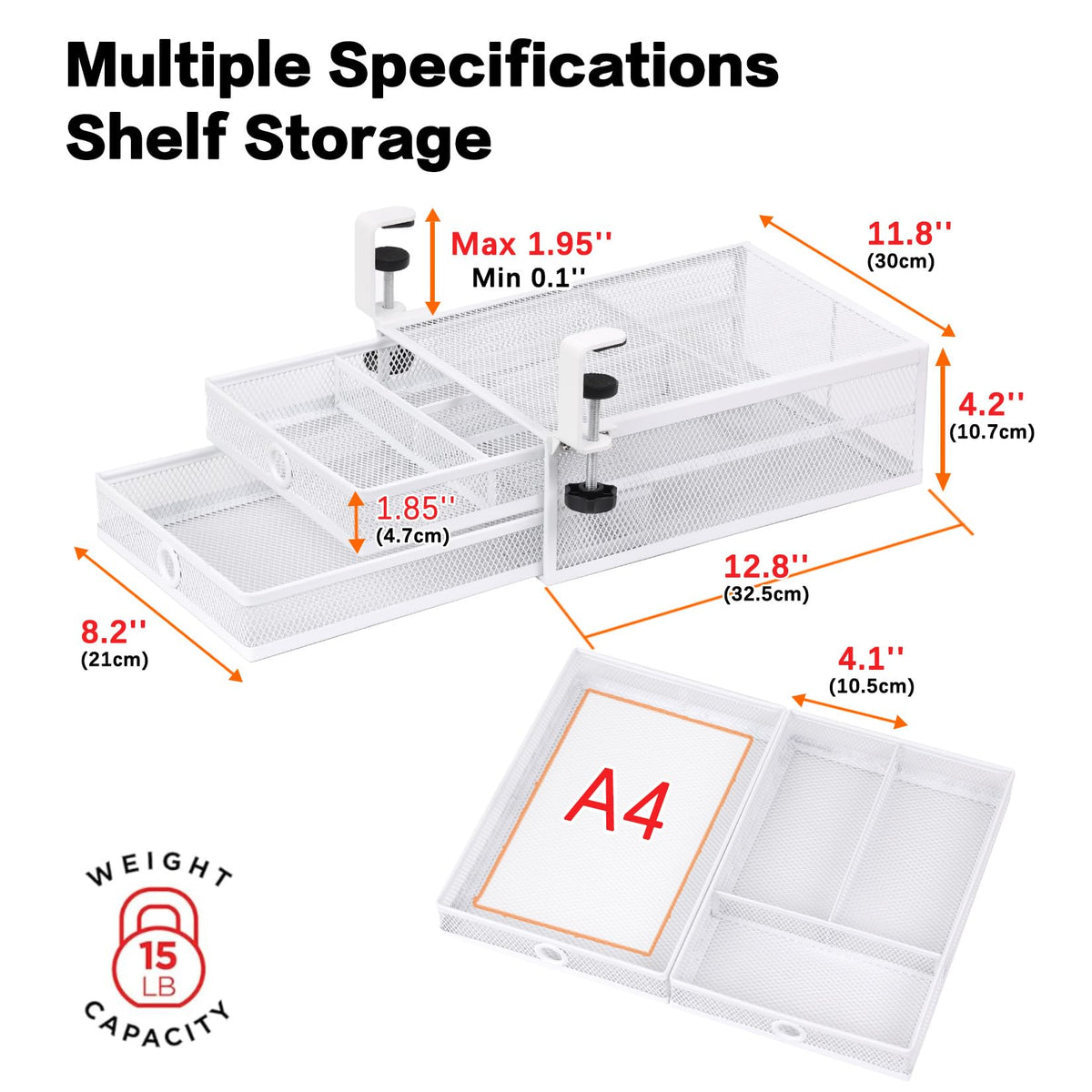 Under Desk Drawer, Clamp on Desk Organizer Slide Out Table Storage No Drill
