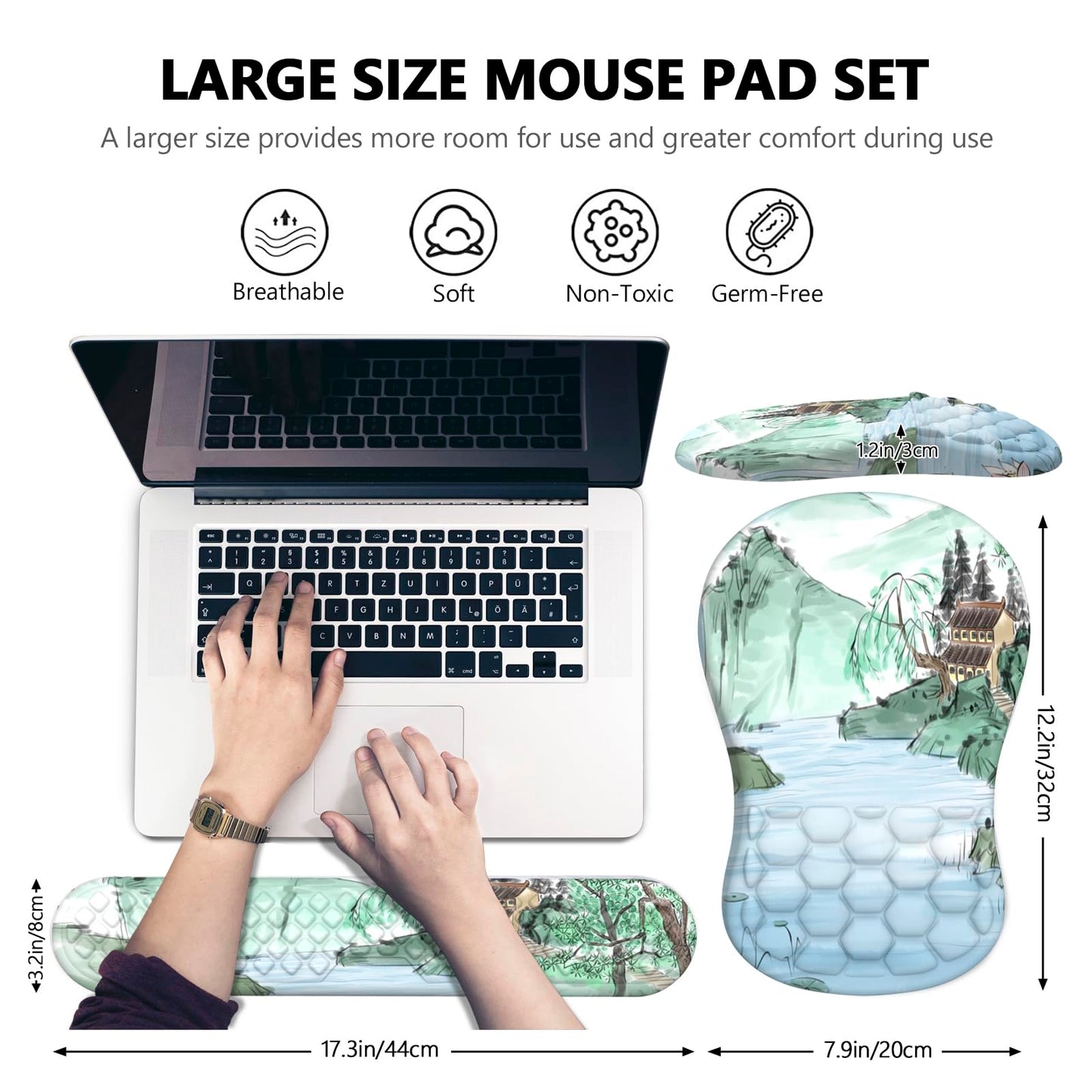 Laokiiy Ergonomic Mouse Pad Wrist Rest, 2 in 1 Keyboard Pad for Office