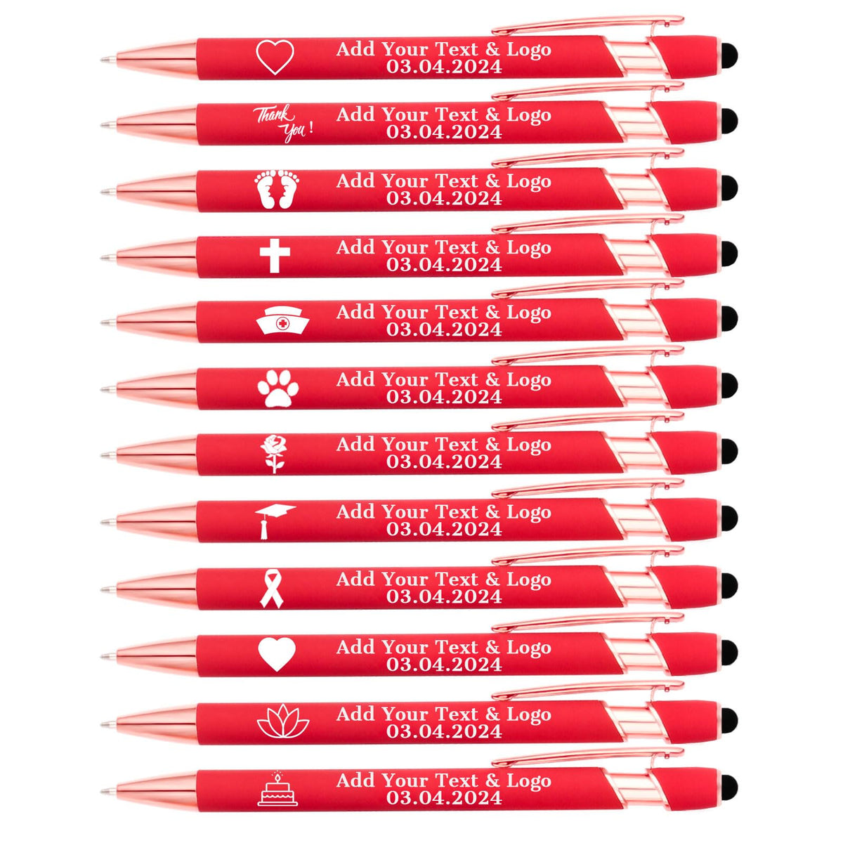 LMJUEJIN Personalized Pens with Name or Logo - Black Ink - 12 pcs Metal Custom Ballpoint Pen with
