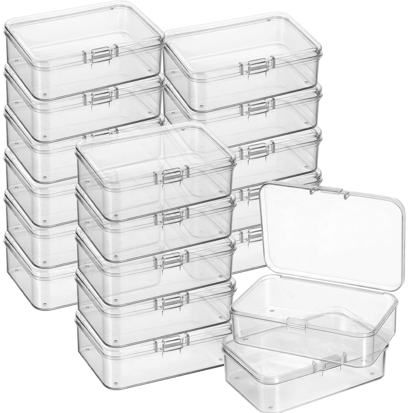 Jetec 18 Pieces Small Clear Plastic Storage Box, 3.3 x 2.1 x 1 Inch