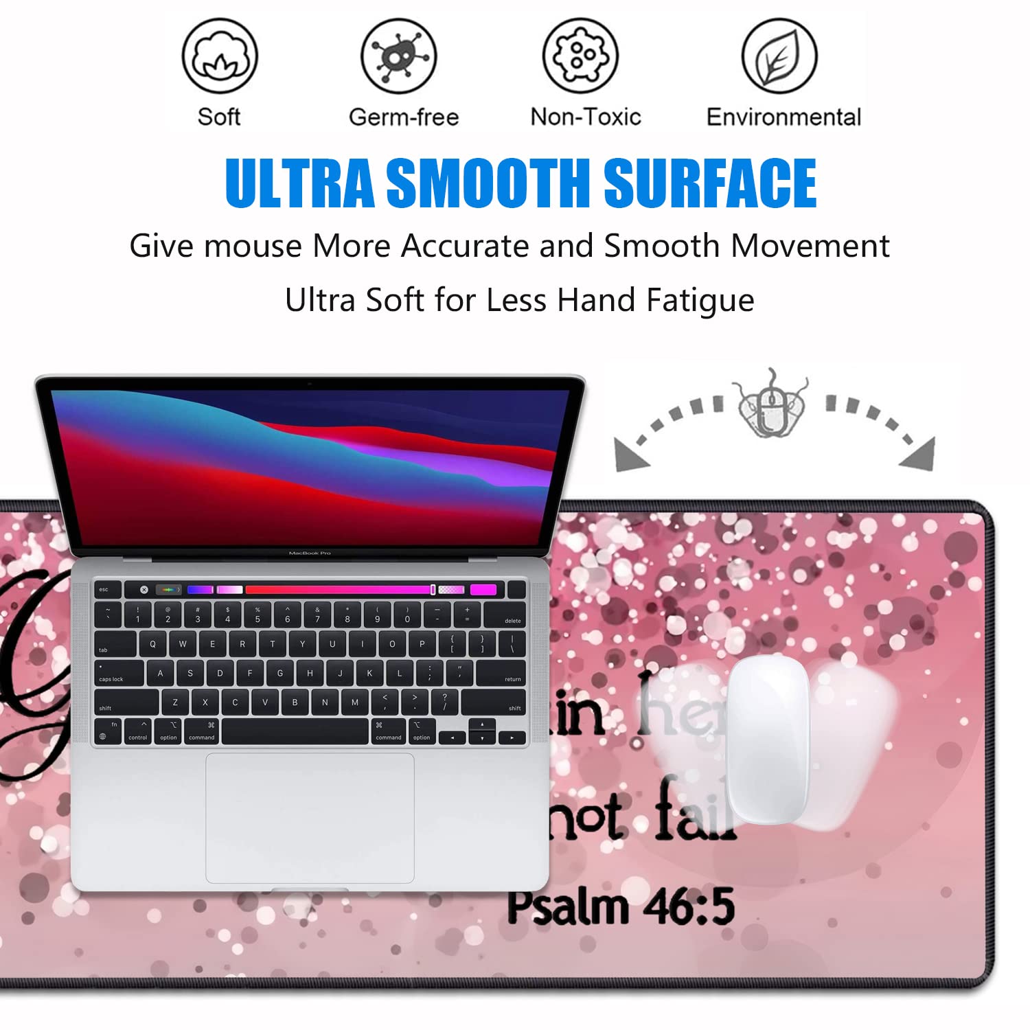 Desk Pad Mat Gaming Mouse Pads with Coasters, 31.5"x 11.8" XXL Large Computer Keyboard Mouse Mat