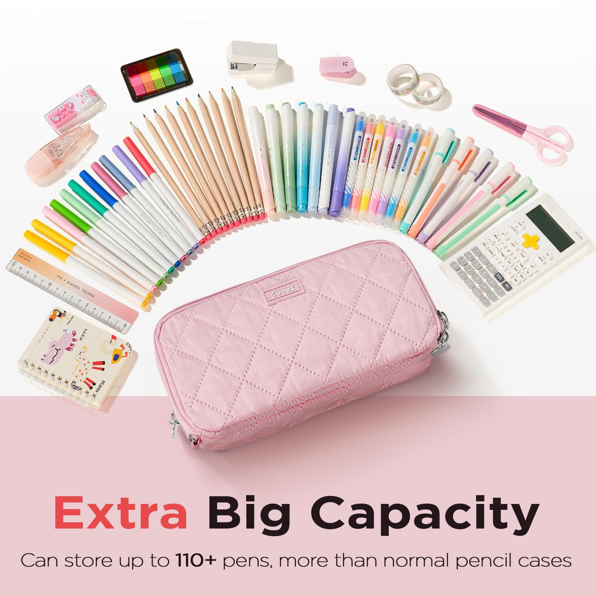Sooez Large Pencil Case Pouch, Extra Big Pencil Bag with 8 Compartments, Pen Bag Wide Opening, Soft