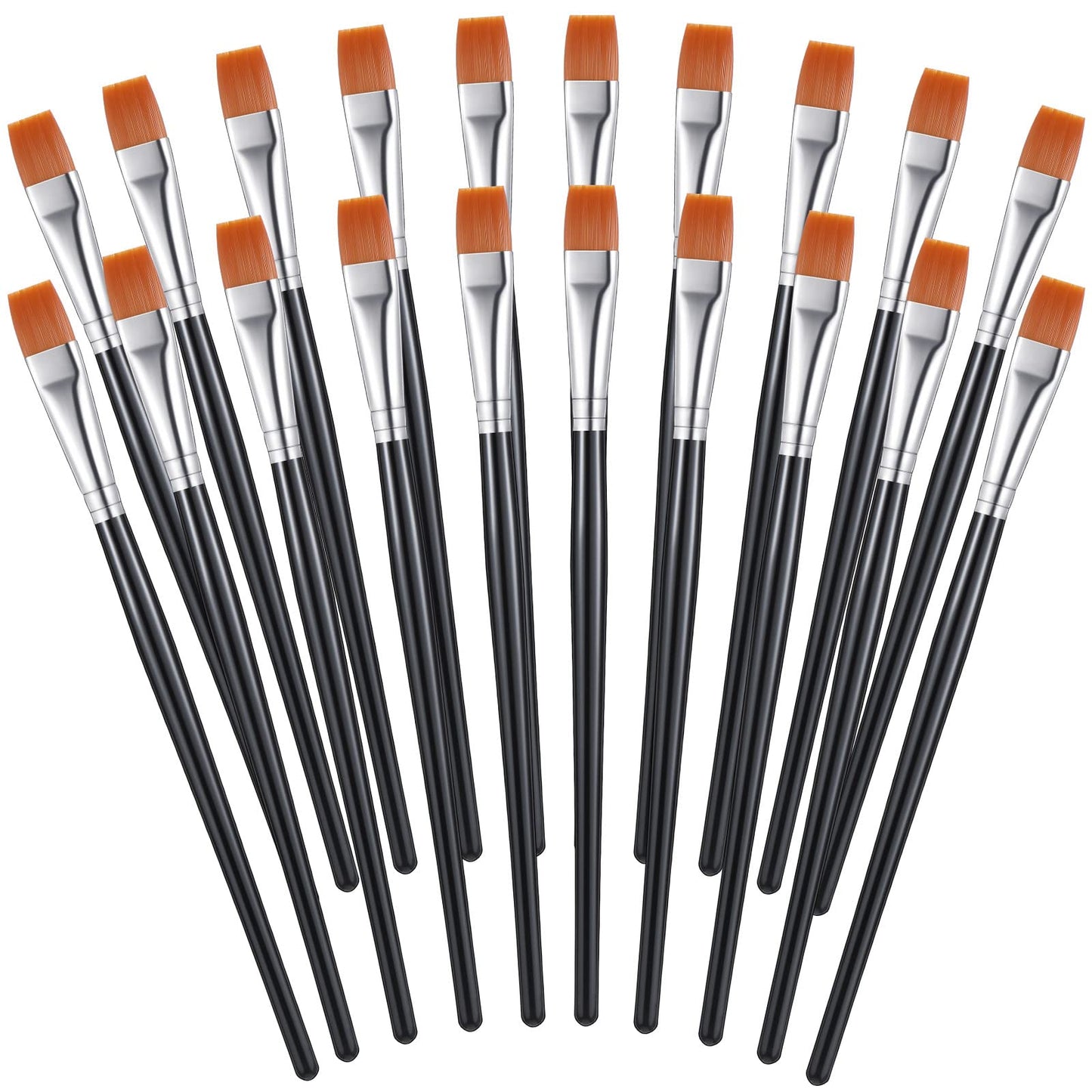 Zonon 20 Pcs Flat Paint Brushes Acrylic Painting Craft Accessories Classroom Prizes Gifts Small