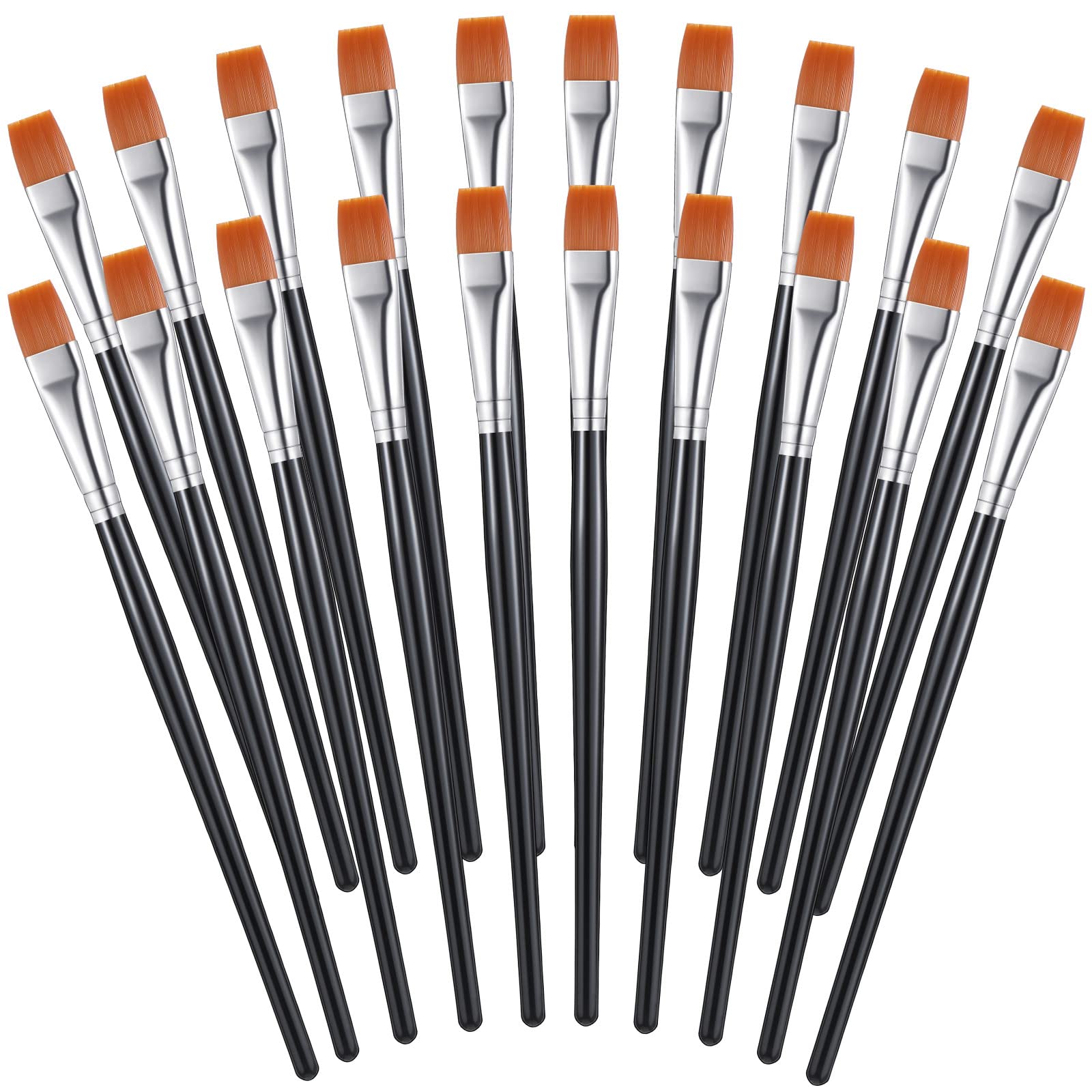 Zonon 20 Pcs Flat Paint Brushes Acrylic Painting Craft Accessories Classroom Prizes Gifts Small