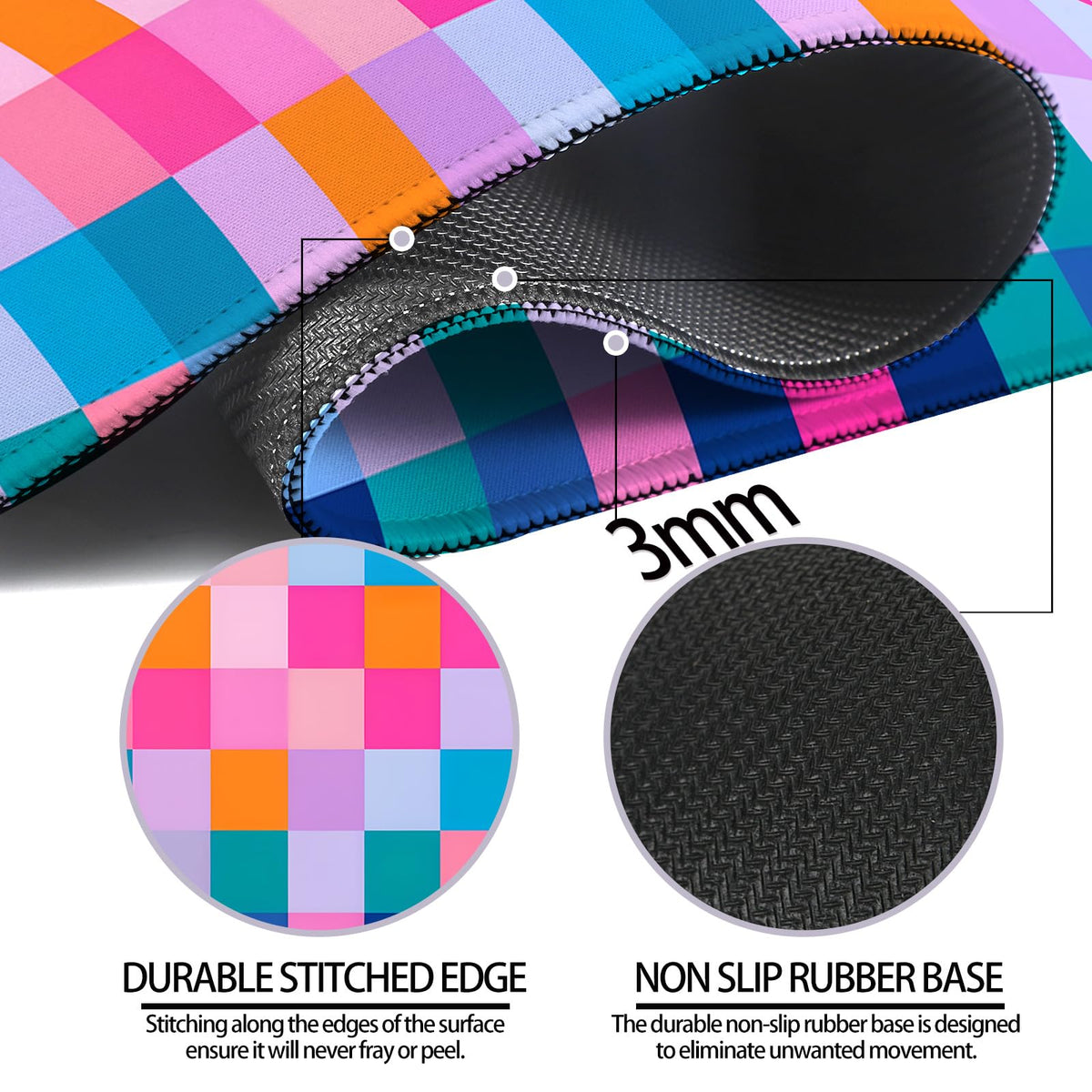 JIANG100 Retro Coloful Checkered Gaming Desk Mat, Extended Large Mouse Pad
