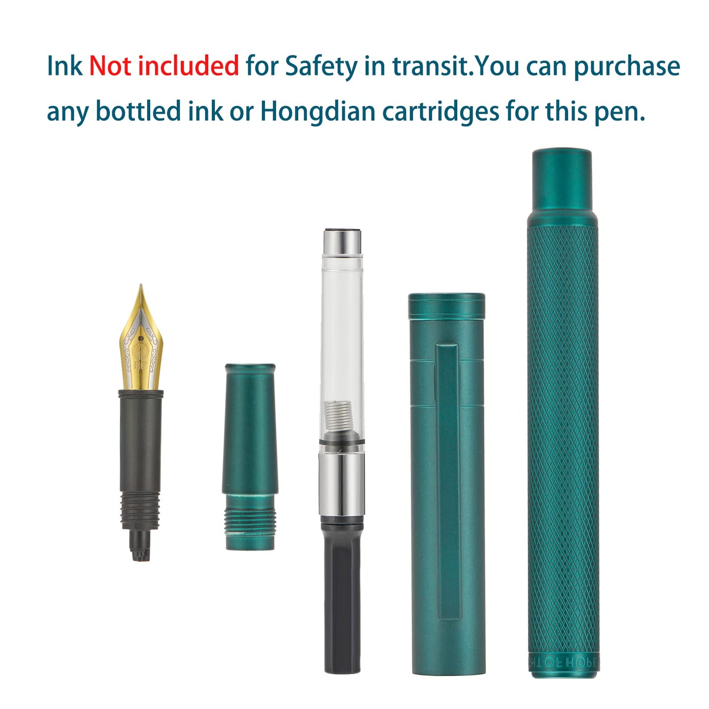 Hongdian 1851 Green Forest Fountain Pen Medium Nib, Classic Design with Converter and Metal Pen Case