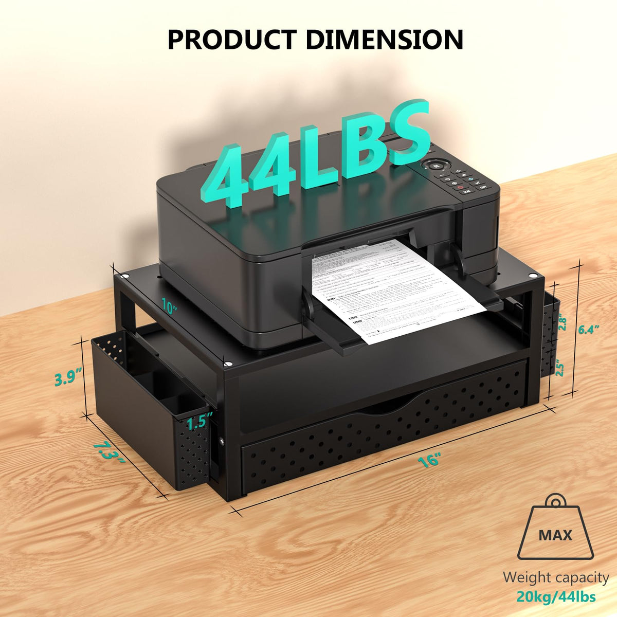 WALI Desk Organizer with Drawer and Pen Holder, 3 Tier Computer Monitor Stand for Home Office