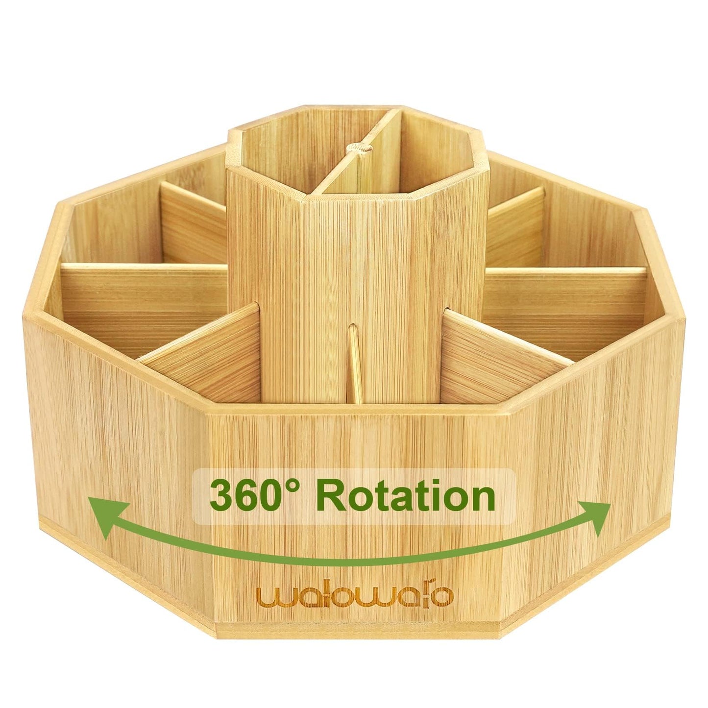 walowalo Bamboo Rotating Art Supply Organizer Caddy Holds 800+ Pencils Spinning Crayon 160 Marker