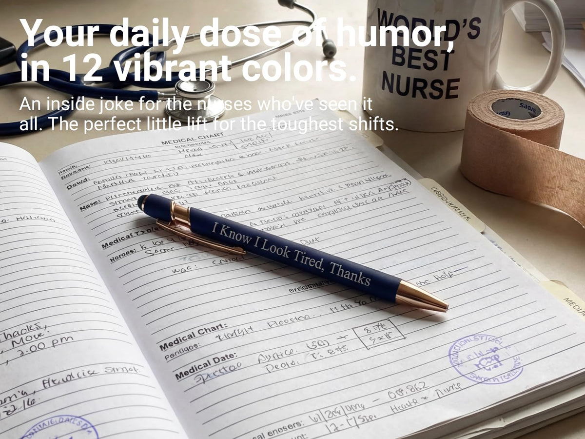 24 Pcs Funny Nurse Pens Set with Stylus Tip,Ink Gifts for Nurses & Students