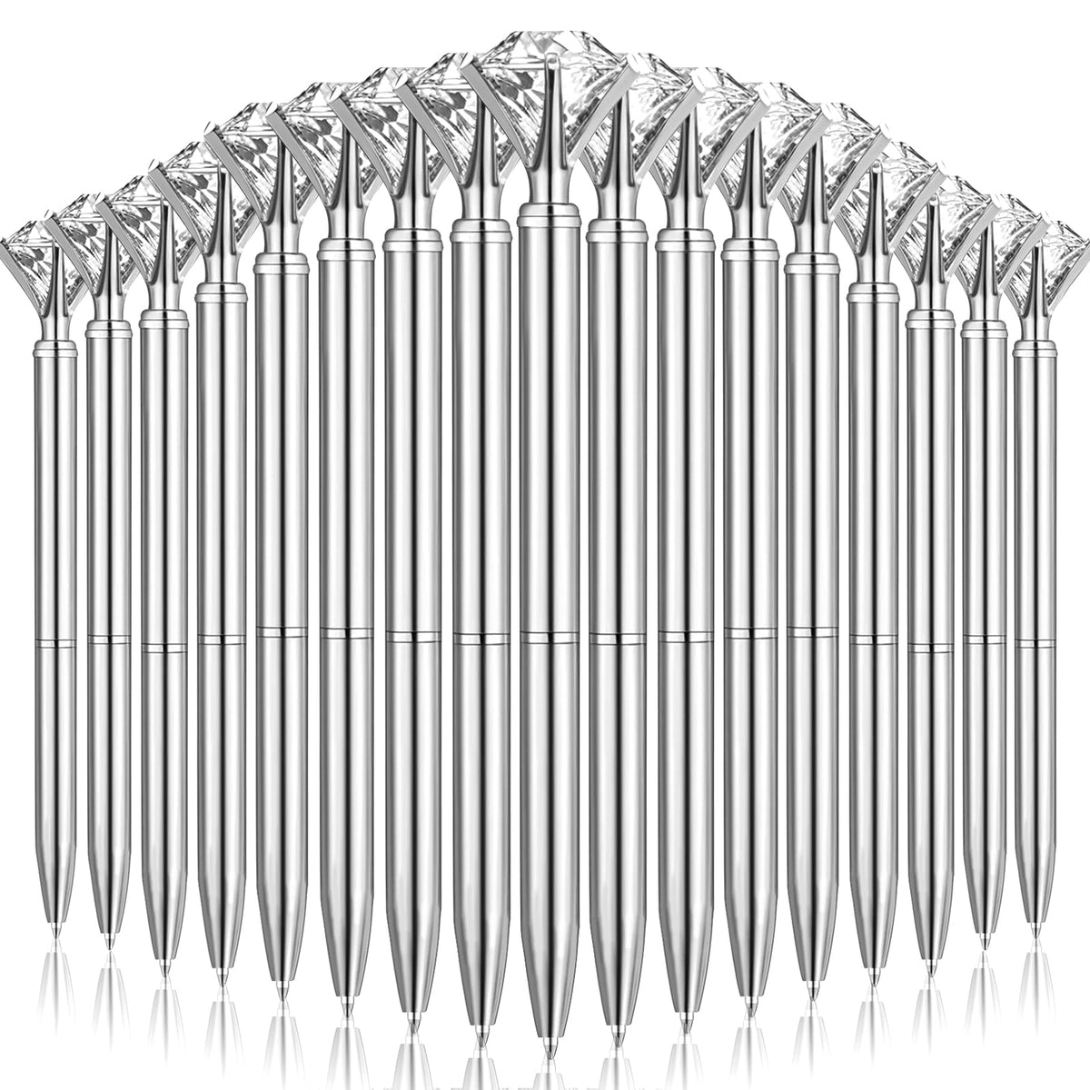 EVNEED 50pcs Big Diamond Pens,Bridal Shower Pen with Black Ink Cute Ballpoint Pen Beautiful Wedding