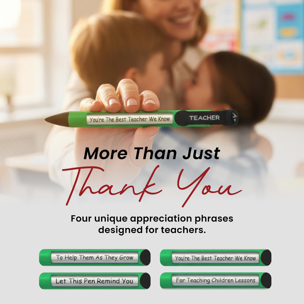 Greeting Pen Teacher Appreciation World of Thanks Rotating Message 6 Pen Set - Inspirational Pens