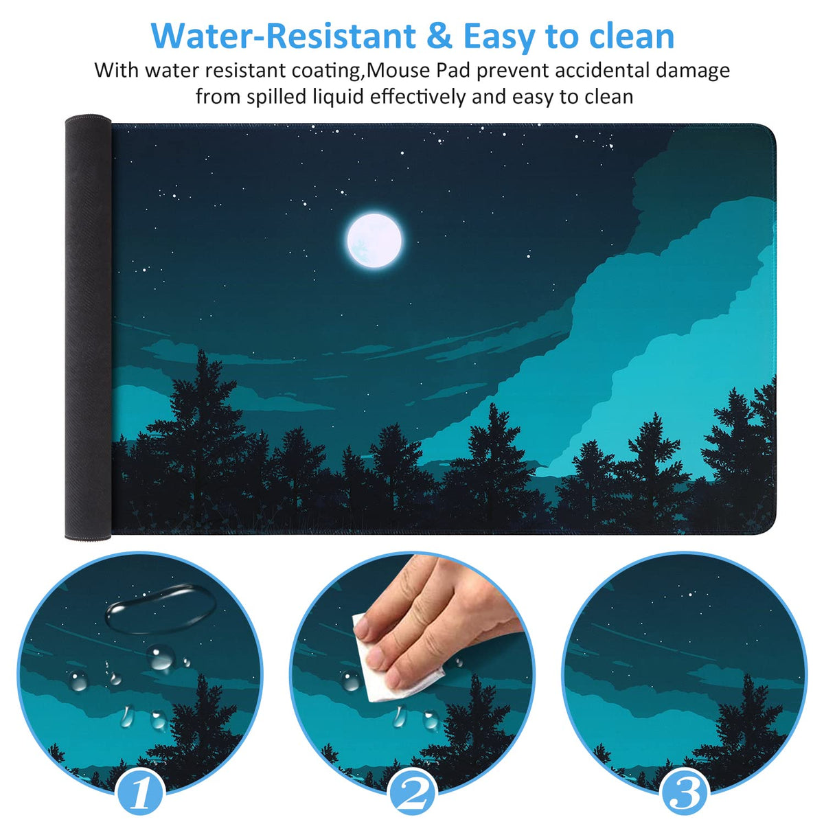 iCasso Extended Gaming Mouse Pad 35.4x15.7in Desk Pad,Silent Night