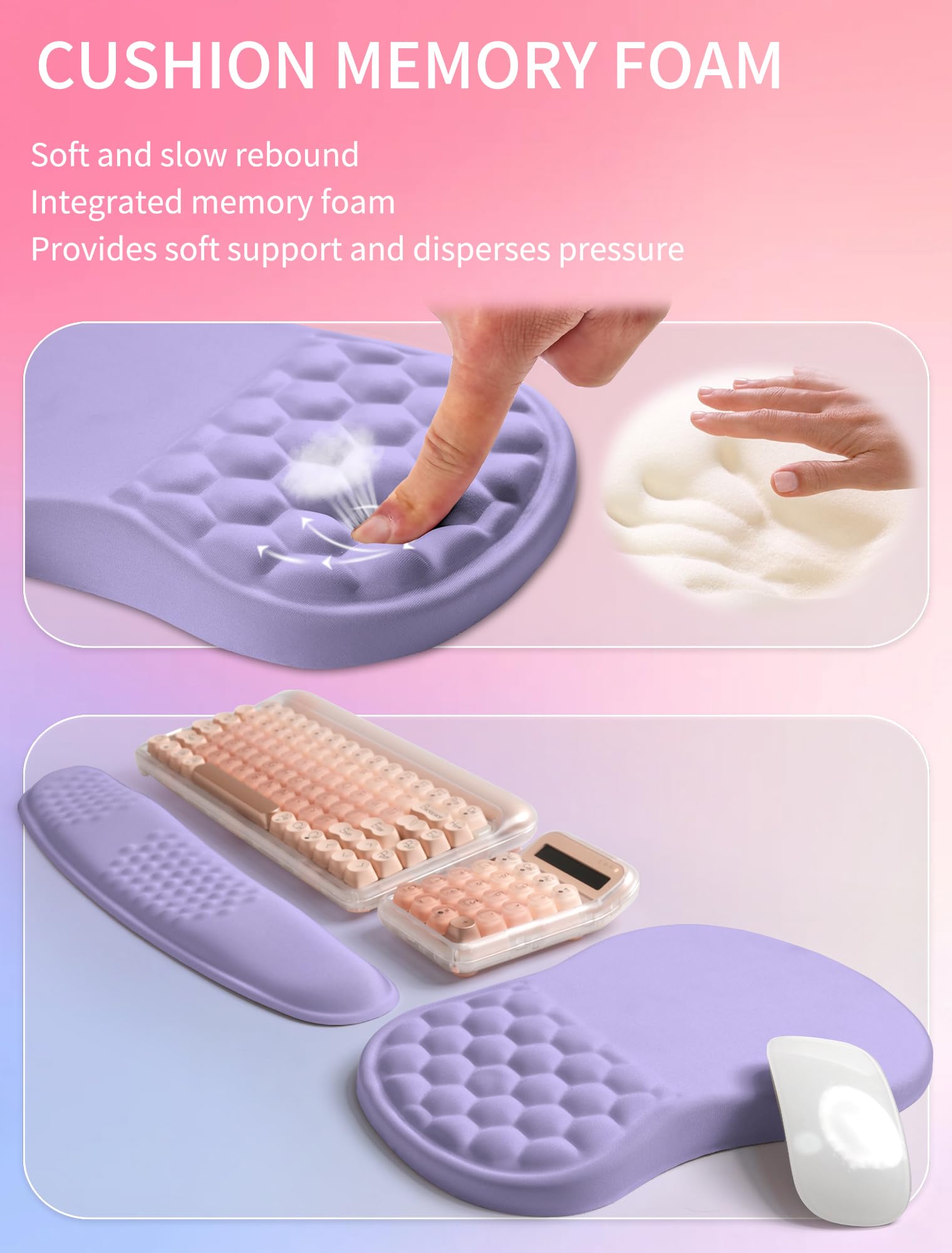 Hokafenle 2in1 Combination, Wave Keyboard Wrist Rest and Ergonomic Curvature Mouse Pad Wrist