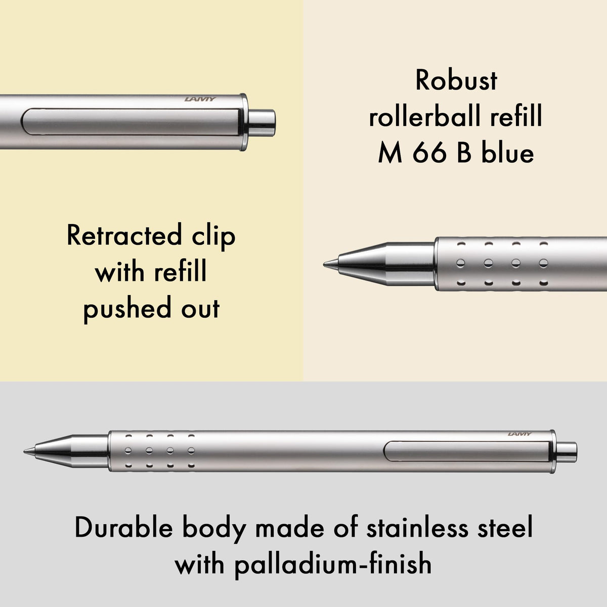 Lamy swift Palladium - modest rollerball pen with a smooth writing experience - robust metal casing