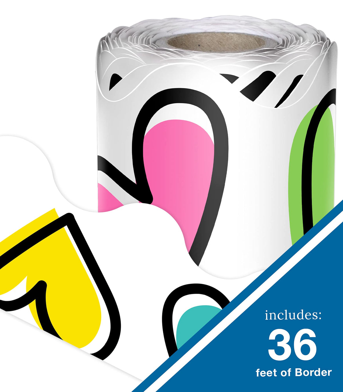 Carson Dellosa Kind Vibes 36 Ft Scalloped Doodle Heart Bulletin Board Borders, Classroom Borders