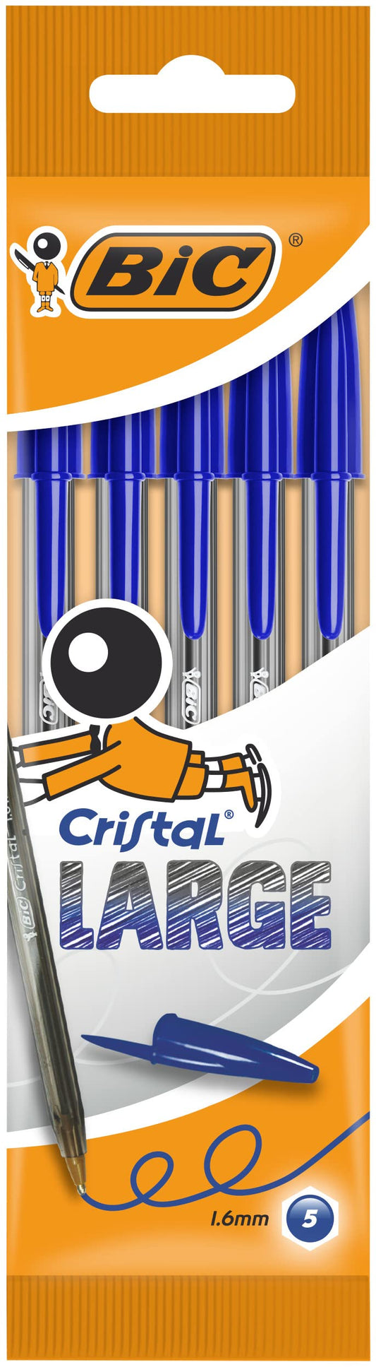 BIC Cristal Large Ballpoint Pen (Pack of 5) Blue