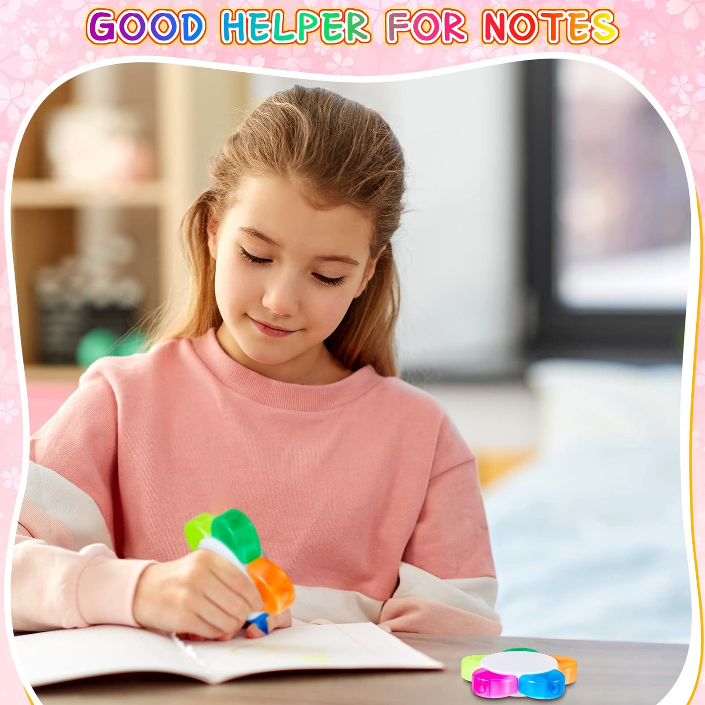 Outus 30 Pieces Petals Highlighters Assorted Colors 5 in 1 Pens Bulk