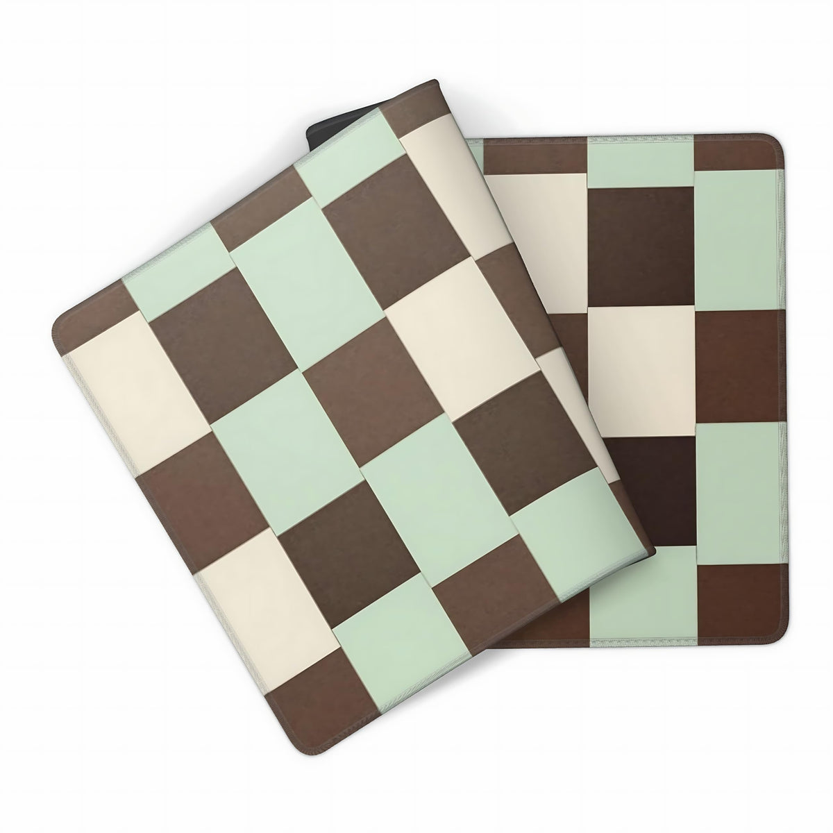 Cute Aesthetic Checkered Gaming Mouse Pad, Morandi Boho Desk Mat with Anti-Slip Base & Stitched