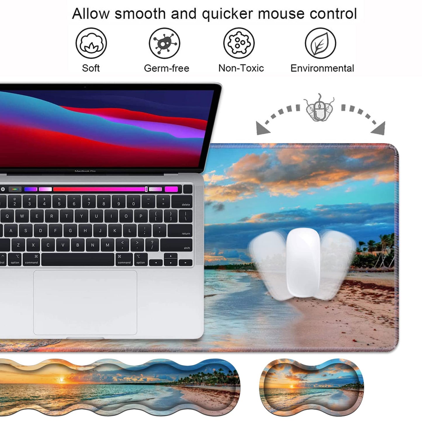 Ergonomic Keyboard Wrist Rest & Mouse Pad Wrist Rest Set, Large XXL Gaming Desk Mat 31.5"x 11.8"