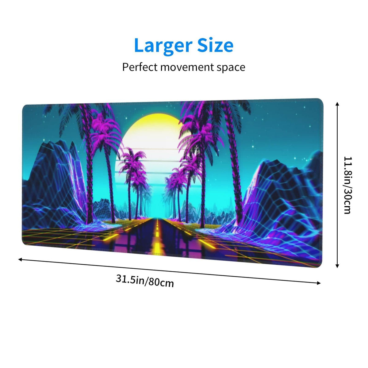 Neon Retrowave Gaming Mouse Pad Large XL Desk Mat Long Extended Pads Big Mousepad for Home Office