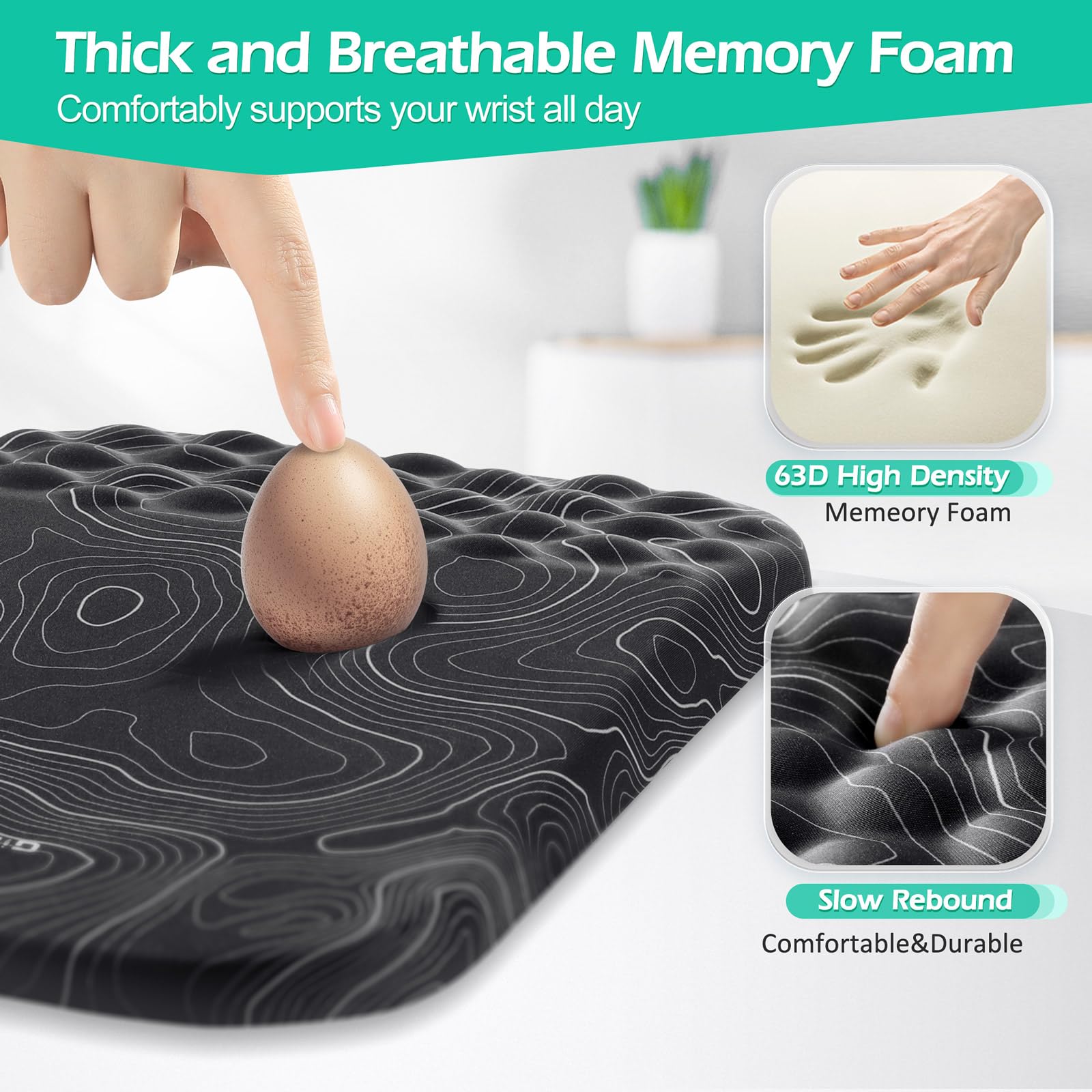 Gimars Upgrade Ergonomic Mouse Pad Wrist Rest with Memory Foam Massage Bump, Enlarge [ 30% Larger