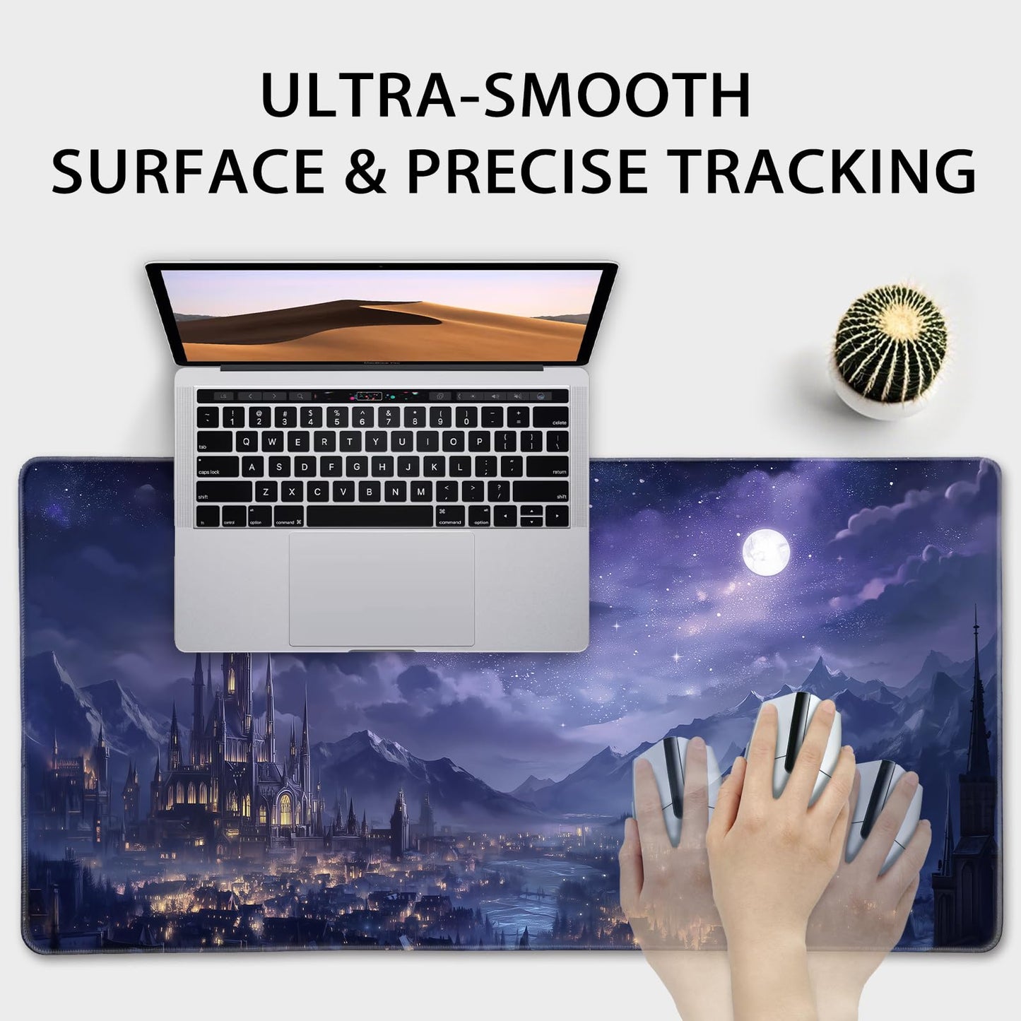 Mcapirivo Fantasy Castle Night Large Gaming Mouse Pad Desk Mat 31.5"x15.7"