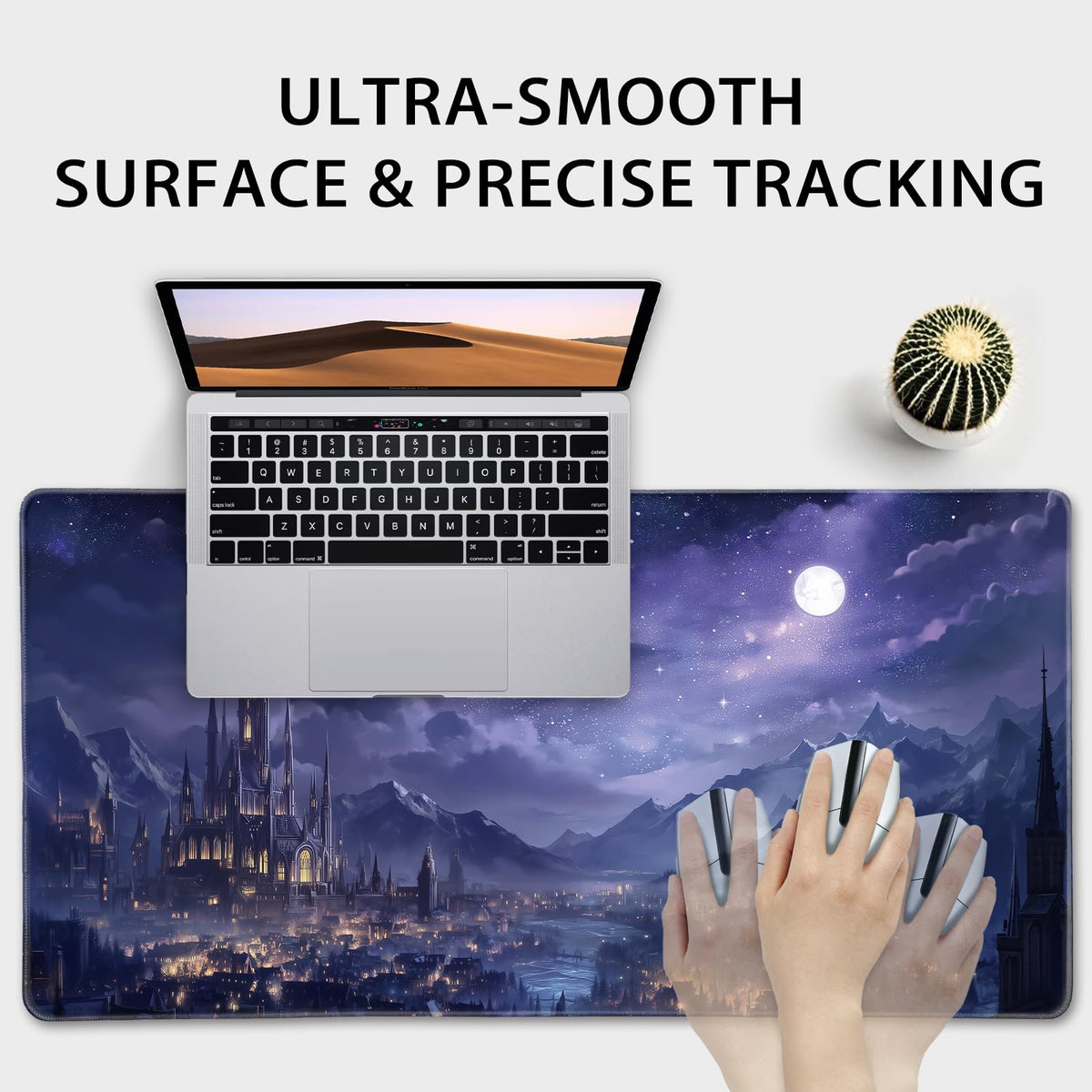 Mcapirivo Fantasy Castle Night Large Gaming Mouse Pad Desk Mat 31.5"x15.7"