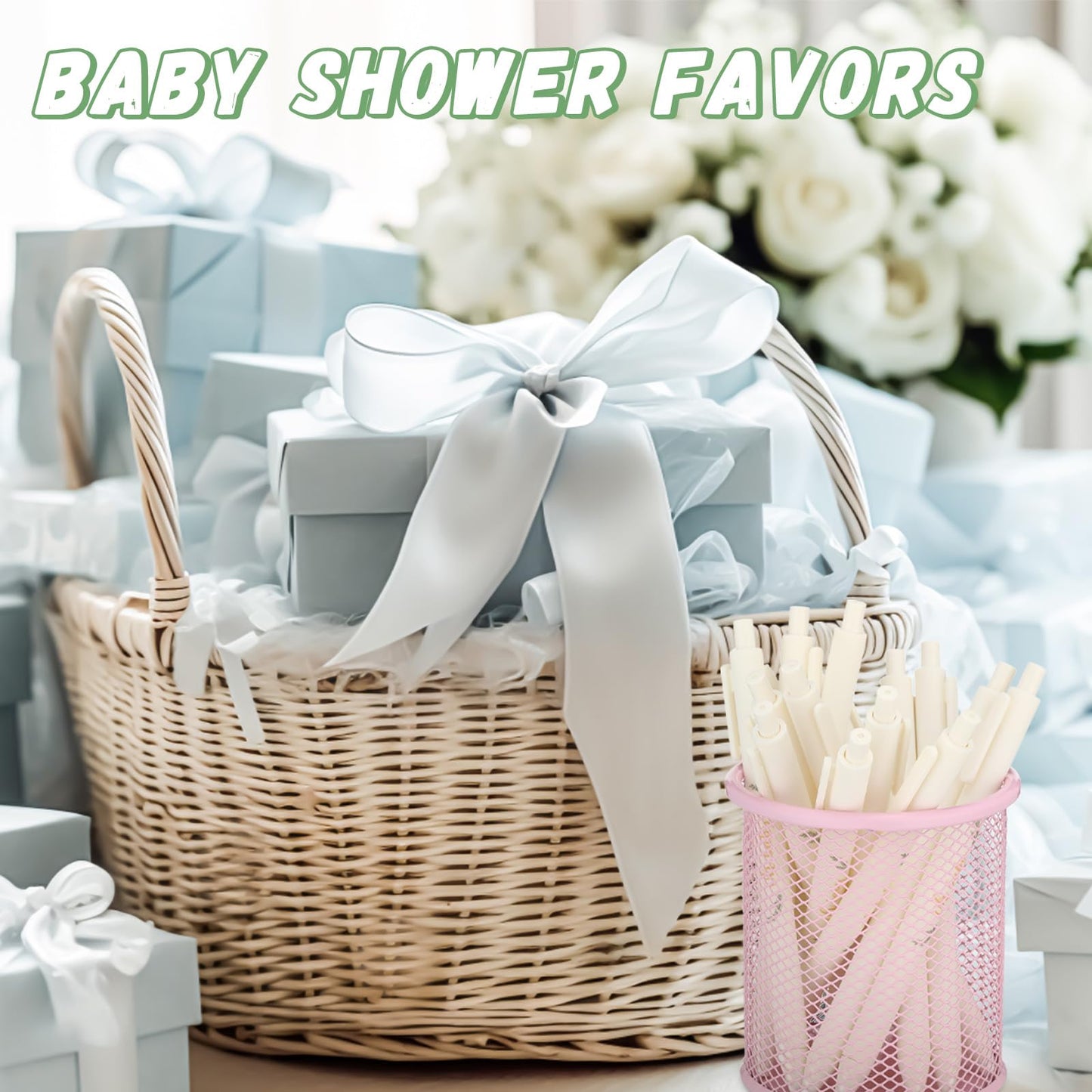 Kisston 60 Pcs Greenery Baby Shower Pens, Gifts Party Favors Bulk