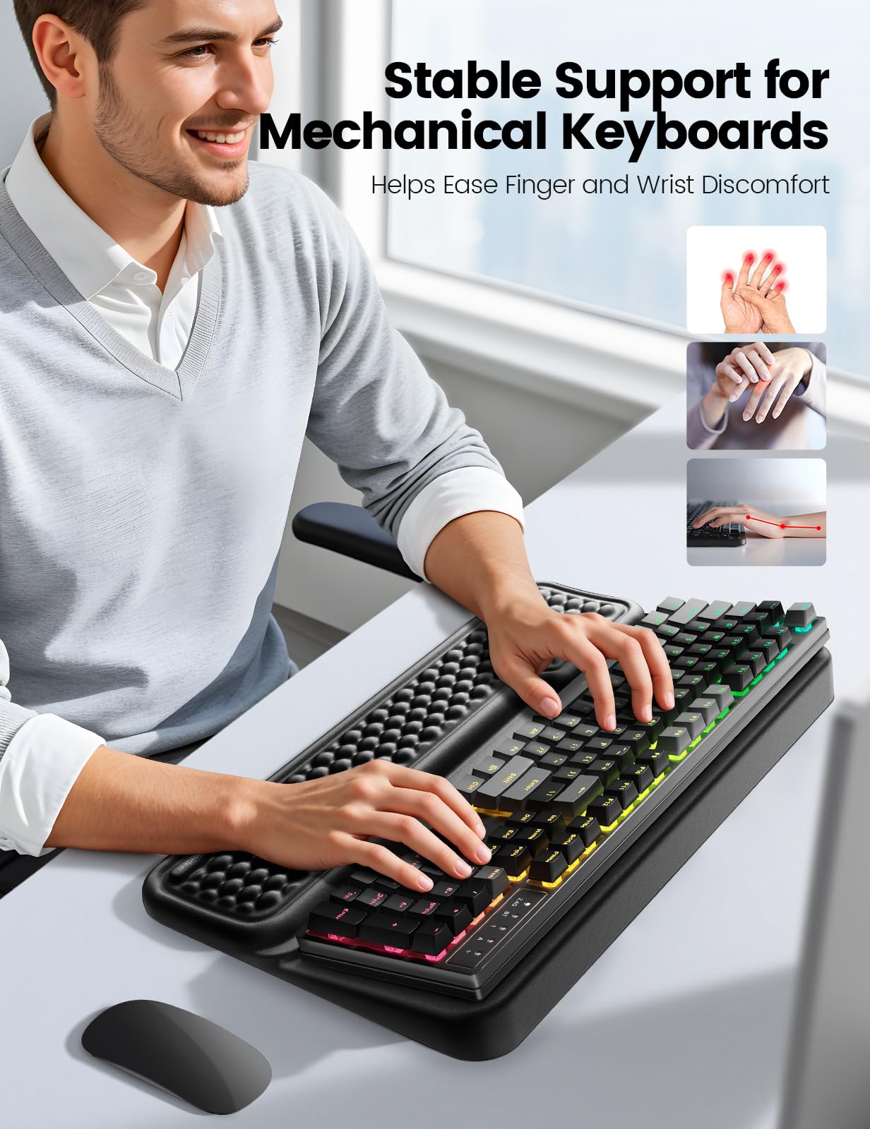 Vaydeer Extra Large Wrist Rest with Keyboard Stand, Ergonomic Keyboard Pad
