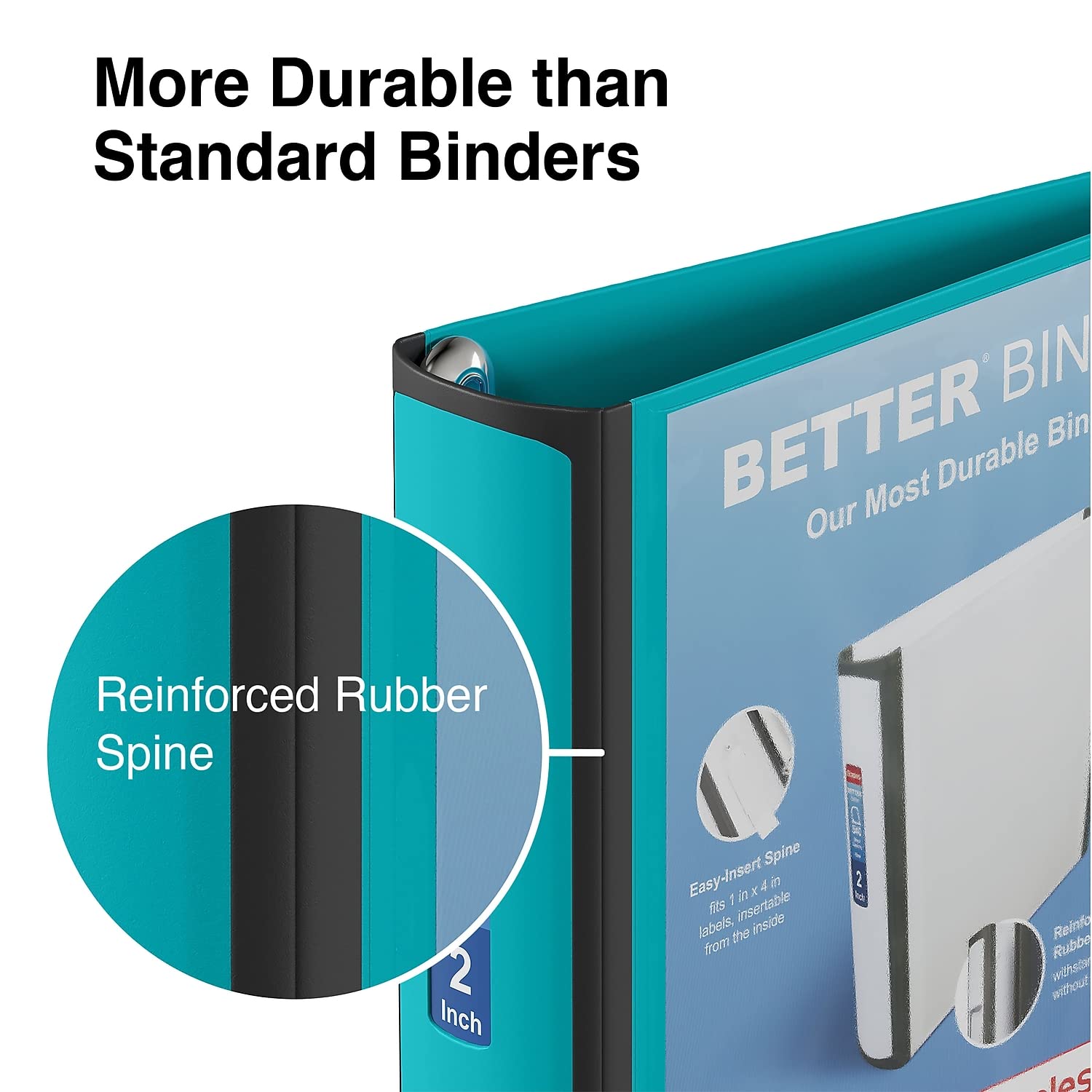 Staples Better 2-Inch D-Ring 3-Ring Binder, Teal, 540 Sheets