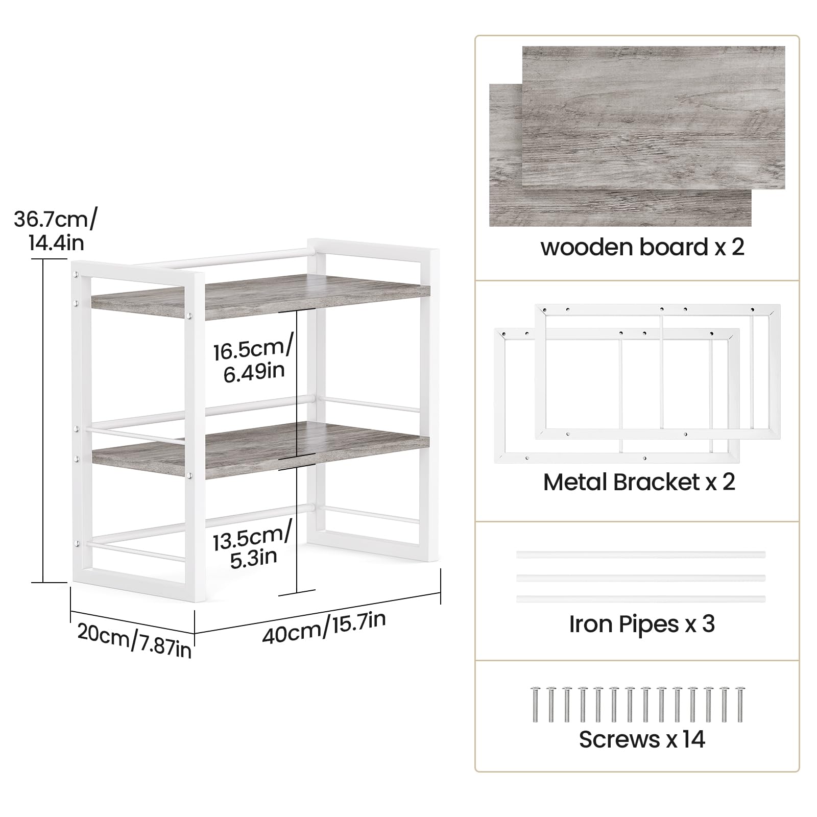 ART-GIFTREE Office Desk Shelf Organizer, Wood Desktop Bookshelf Supplies Storage Rack, Shelf for