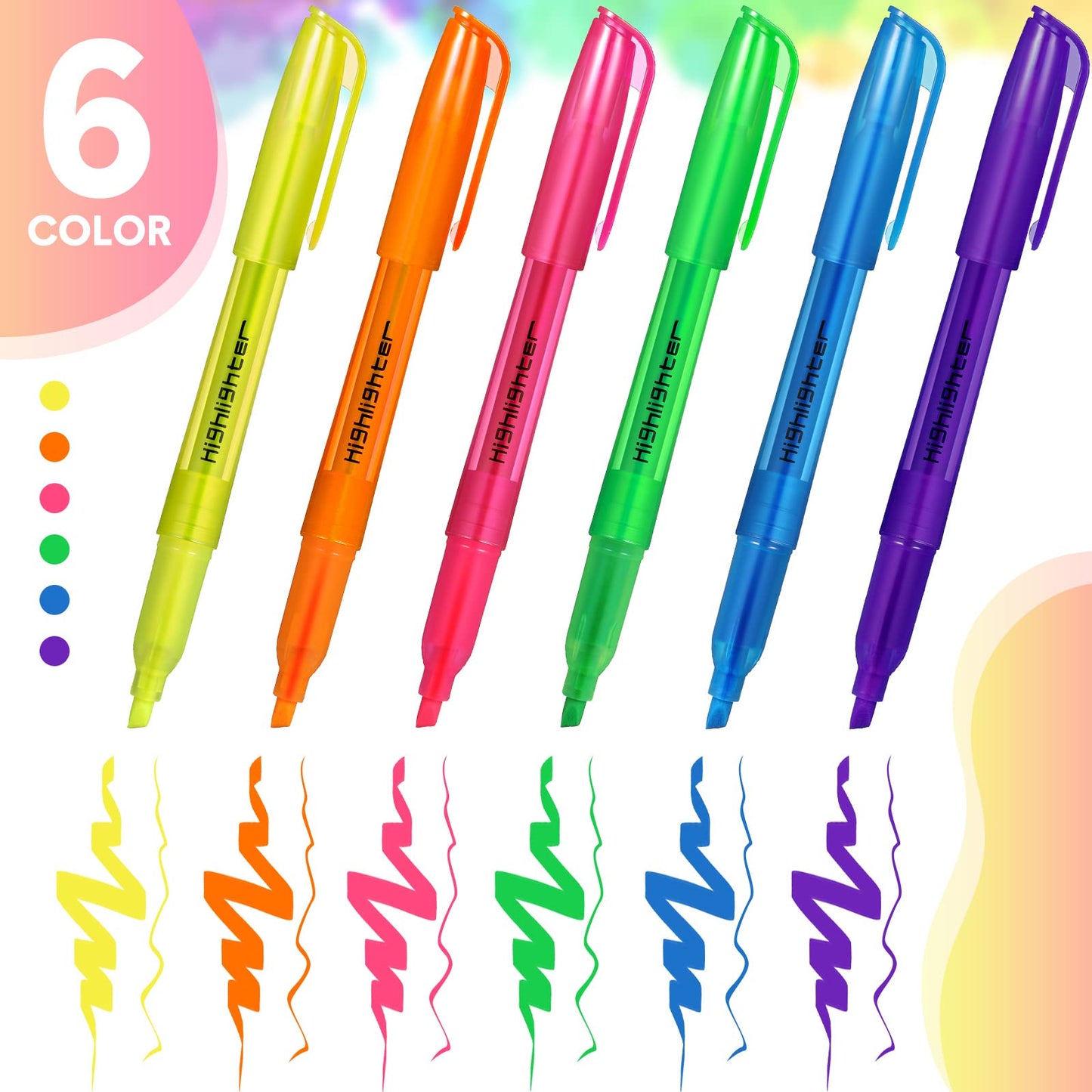 Thenshop 300 Pcs Highlighters Bulk 6 Assorted Colors Chisel Tip Markers