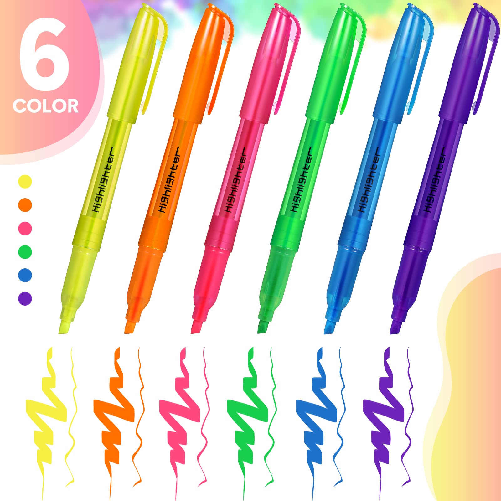 Thenshop 300 Pcs Highlighters Bulk 6 Assorted Colors Chisel Tip Markers