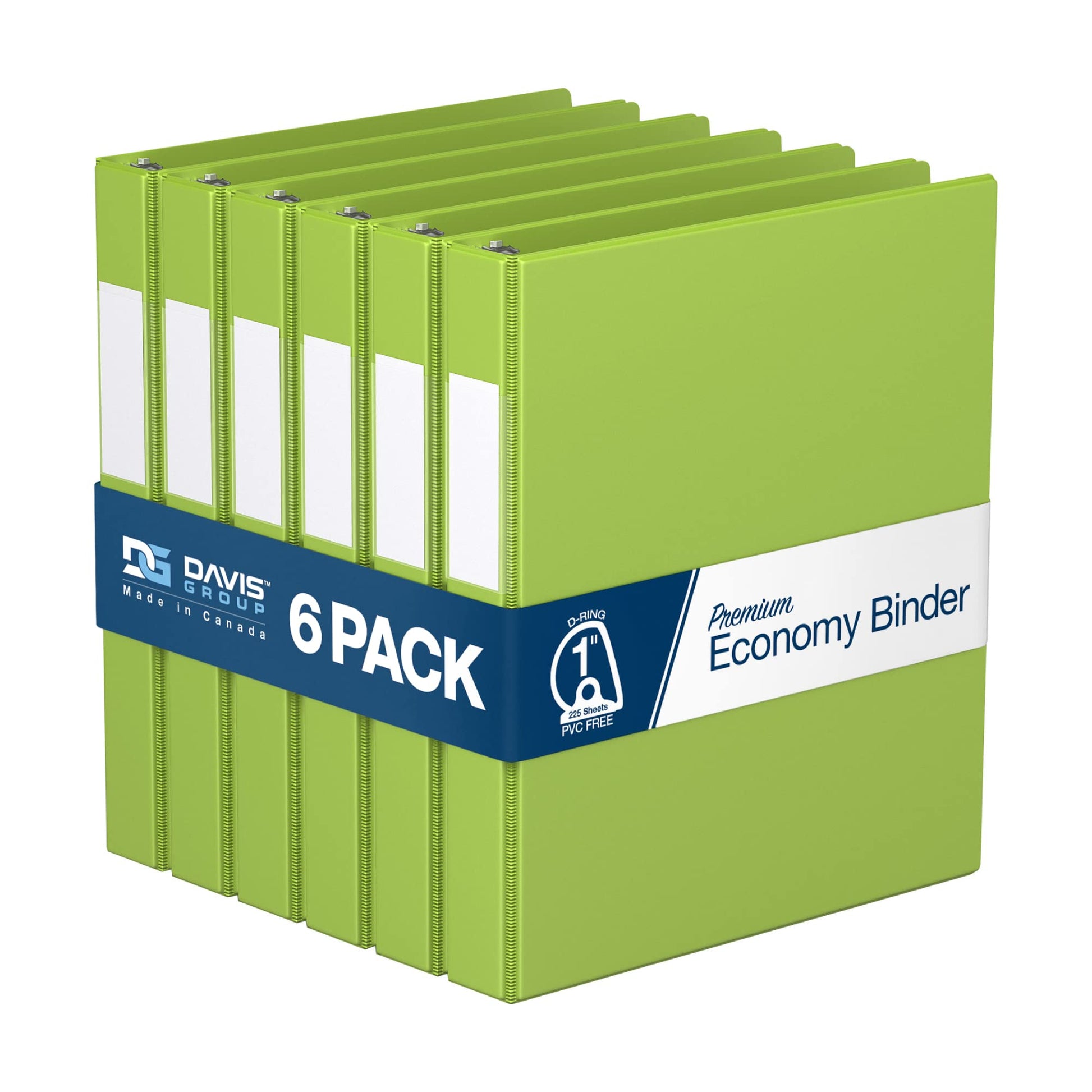 Premium Economy 6-Pack 3-Ring Binders for School or Office, D-Ring Binders, 1 Inch, Lime Green