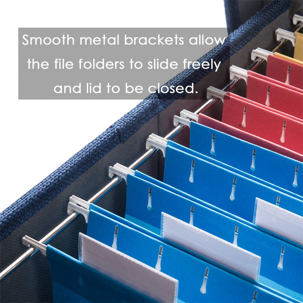 PRANDOM File Organizer Box - Set of 2 Collapsible Decorative Linen Filing Storage Hanging File