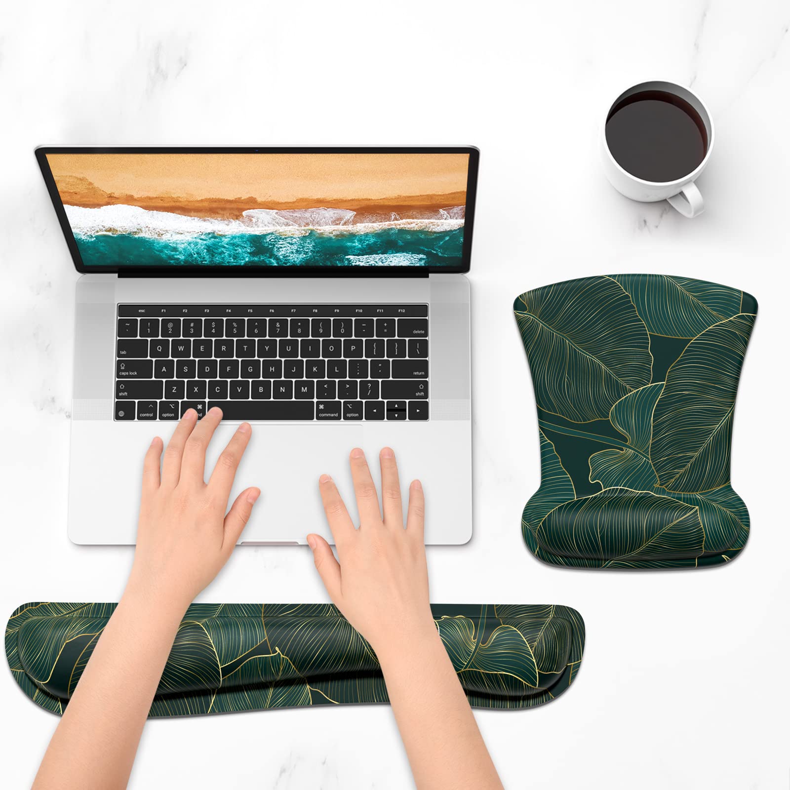 ITNRSIIET Mouse Pad Wrist Support Keyboard Wrist Rest Pad Ergonomic Mousepad Non-Slip Memory Foam