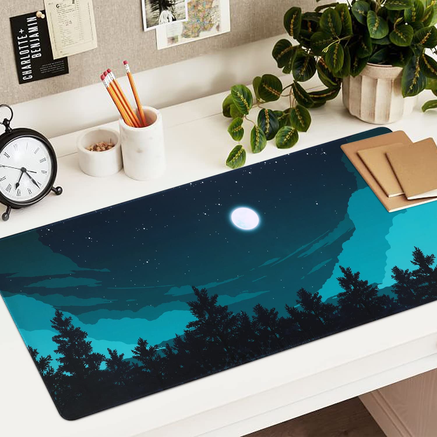 iCasso Extended Gaming Mouse Pad 35.4x15.7in Desk Pad,Silent Night