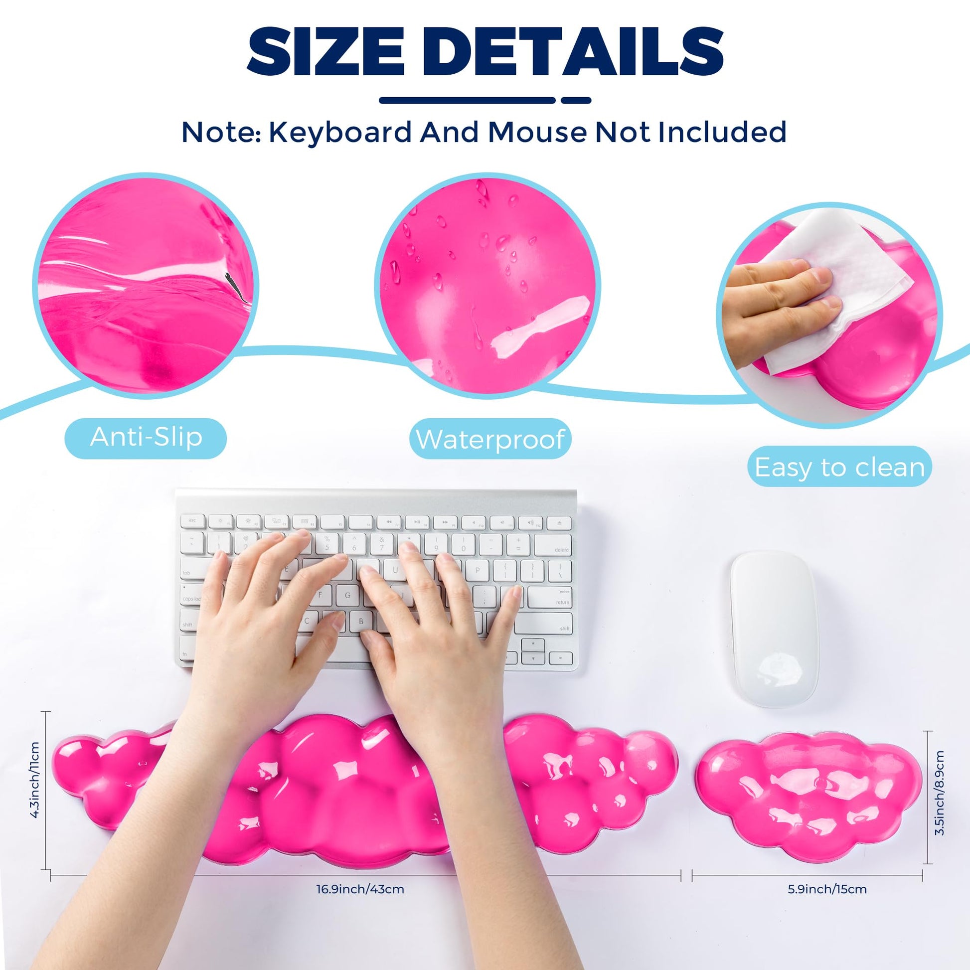 ABRONDA Gel Cloud Keyboard & Mouse Wrist Rest Set - Cloud Keyboard Wrist Rest Pad & Mouse Support