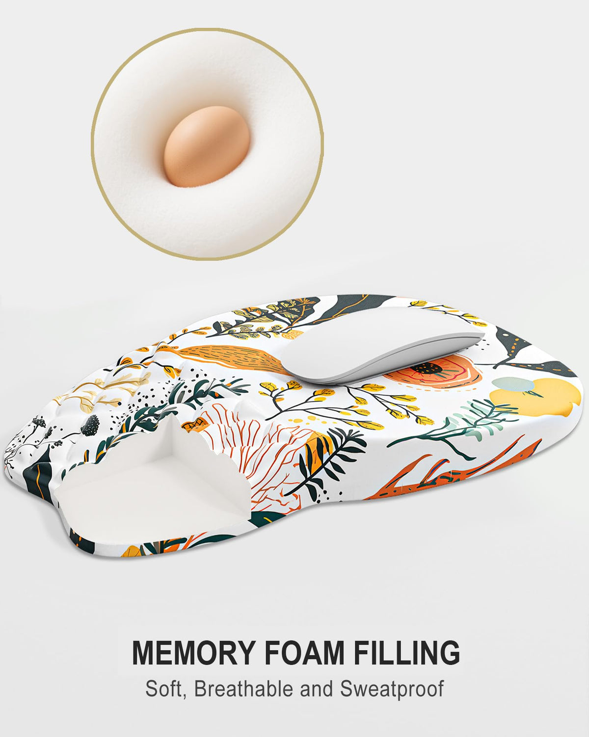 Auhoahsil Ergonomic Mouse Pad with Wrist Rest, Slope Computer Mouse Mat with Wrist Support, Memory