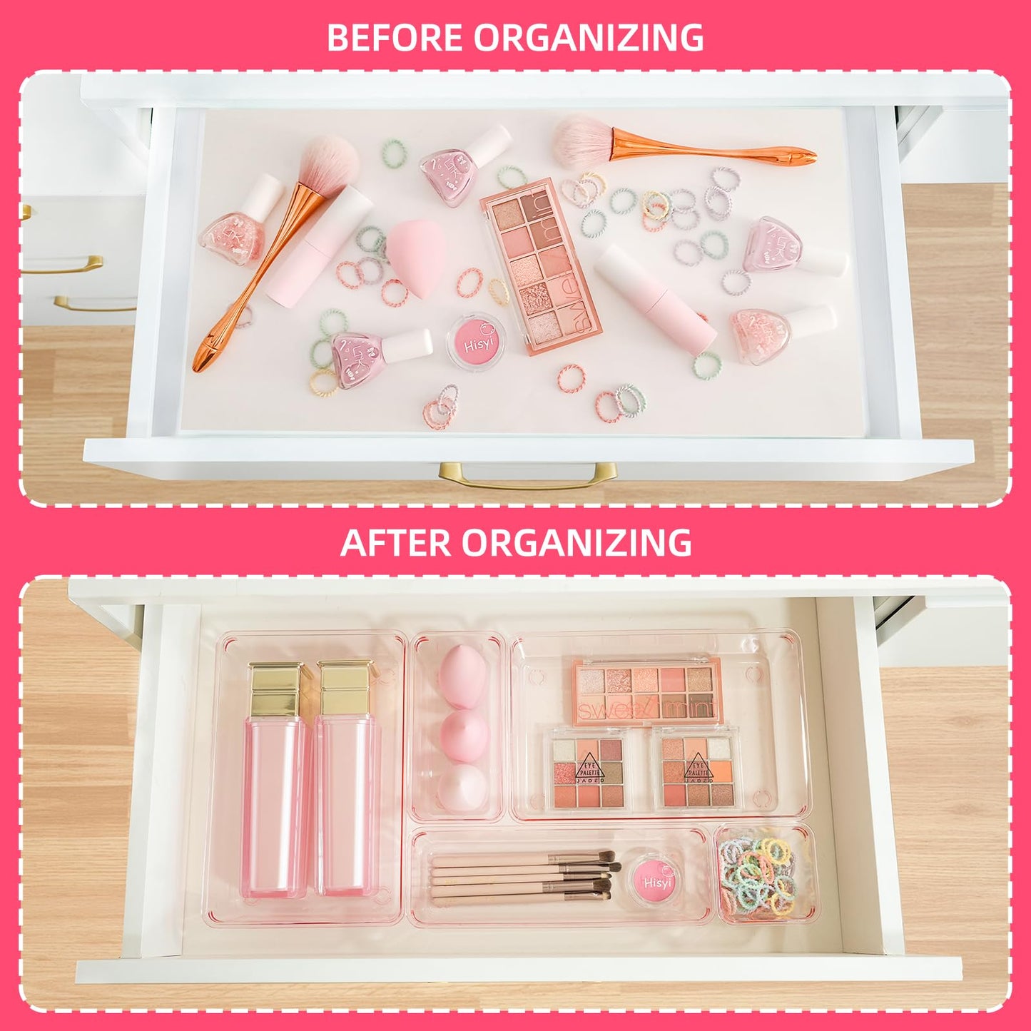 Trotianingyu Kitchen Desk Drawer Organizers Storage for Office, Small Acrylic Vanity Trays Makeup