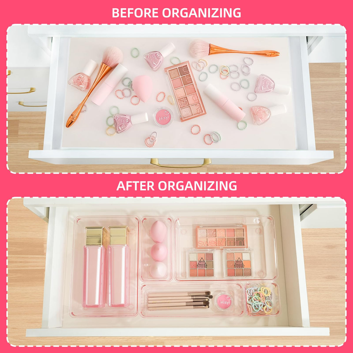 Trotianingyu Kitchen Desk Drawer Organizers Storage for Office, Small Acrylic Vanity Trays Makeup
