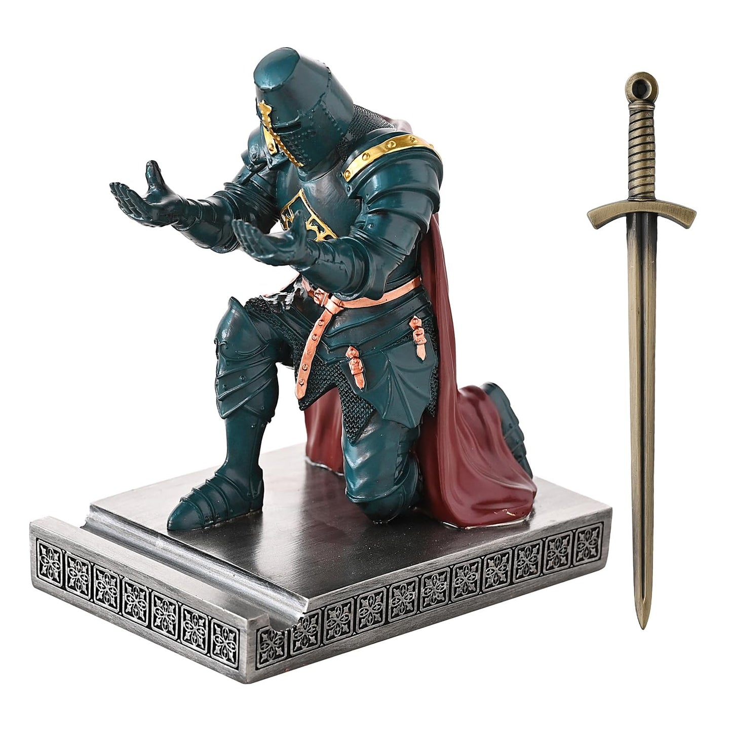 Medieval Templar Vanguard Officer Knight Pen Holder Desk Organizers Green