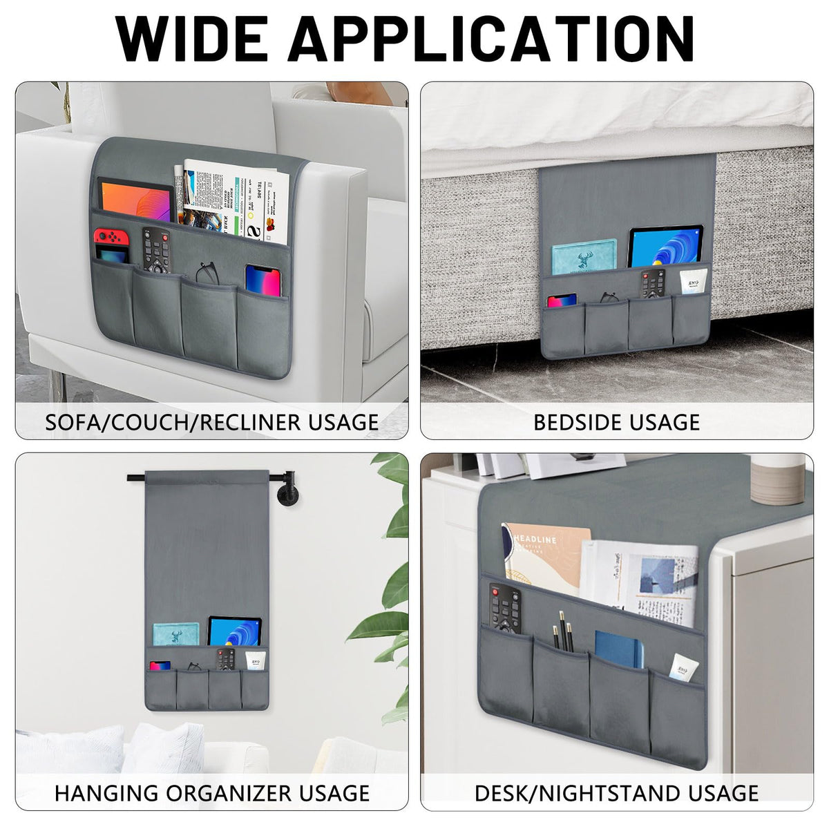 Remote Control Holder for Armchair Caddy, Remote Holder with 5 Pockets