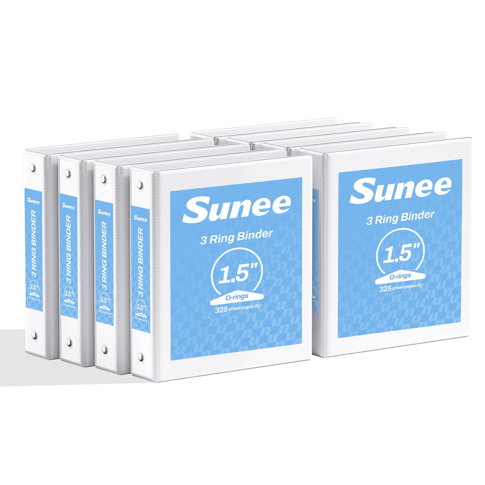 SUNEE 1.5 Inch Binders 3 Ring 8 Pack Bulk, PVC-Free Clear View 1 1/2 Inch Binders (Fits 8.5x11