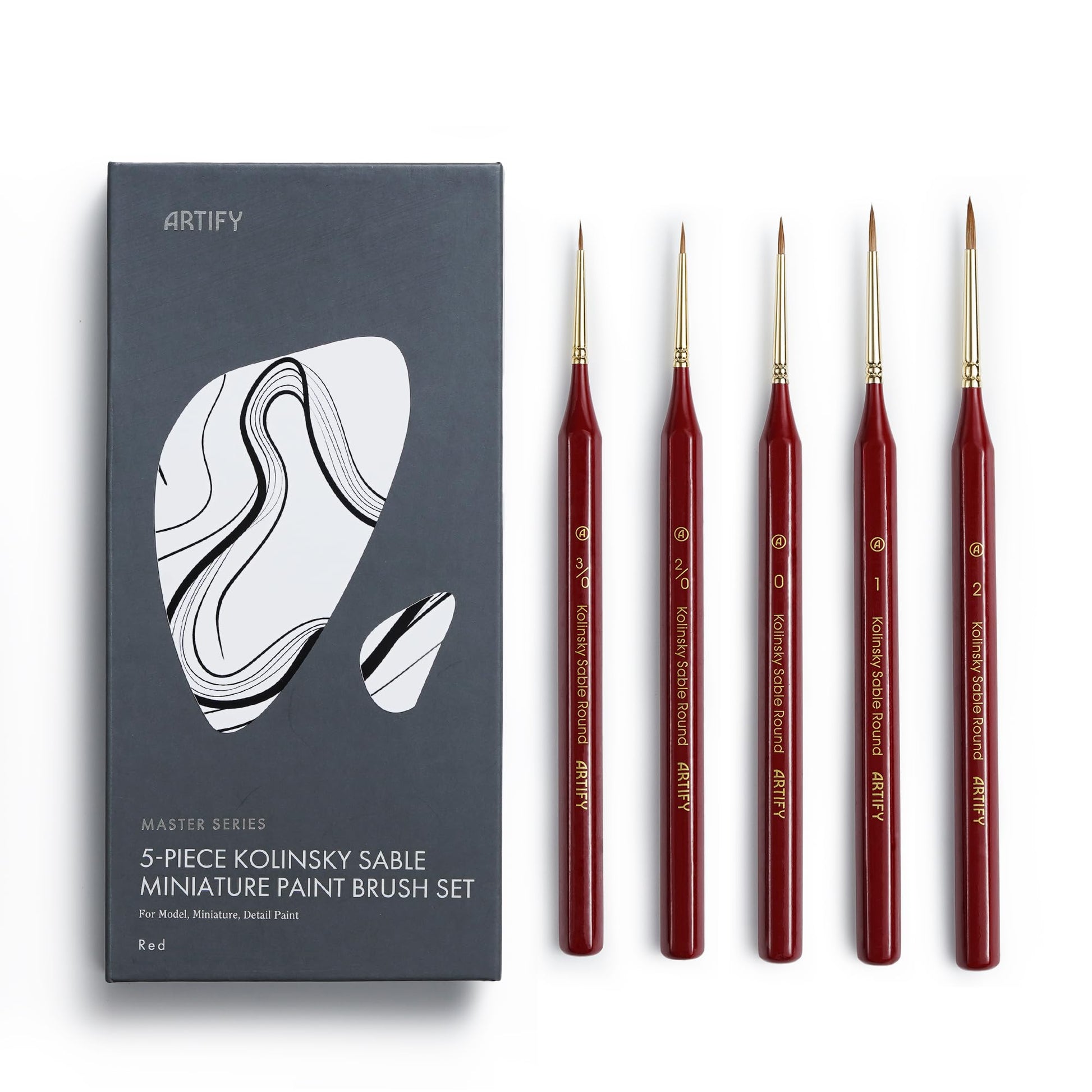 Artify Detail Paint Brushes, 100% Kolinsky Sable Micro Paint Brushes - Master Series, Ultra Fine