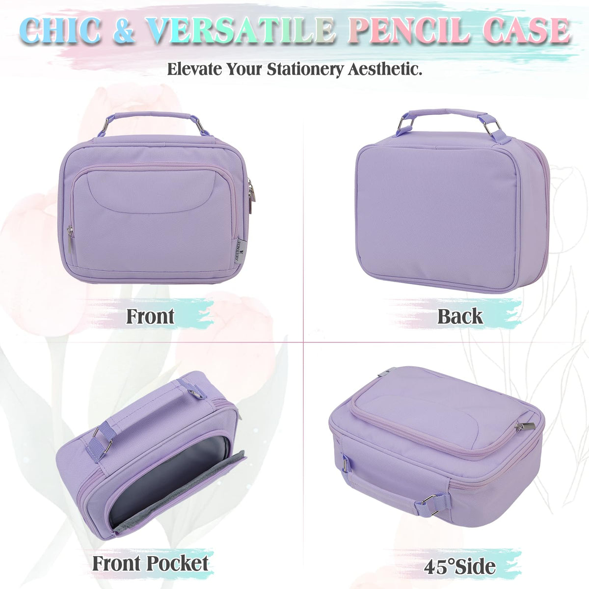 VX VONXURY Large Pencil Case, 54-Slot Colored Pen Pouch 2 Removable Sleeves