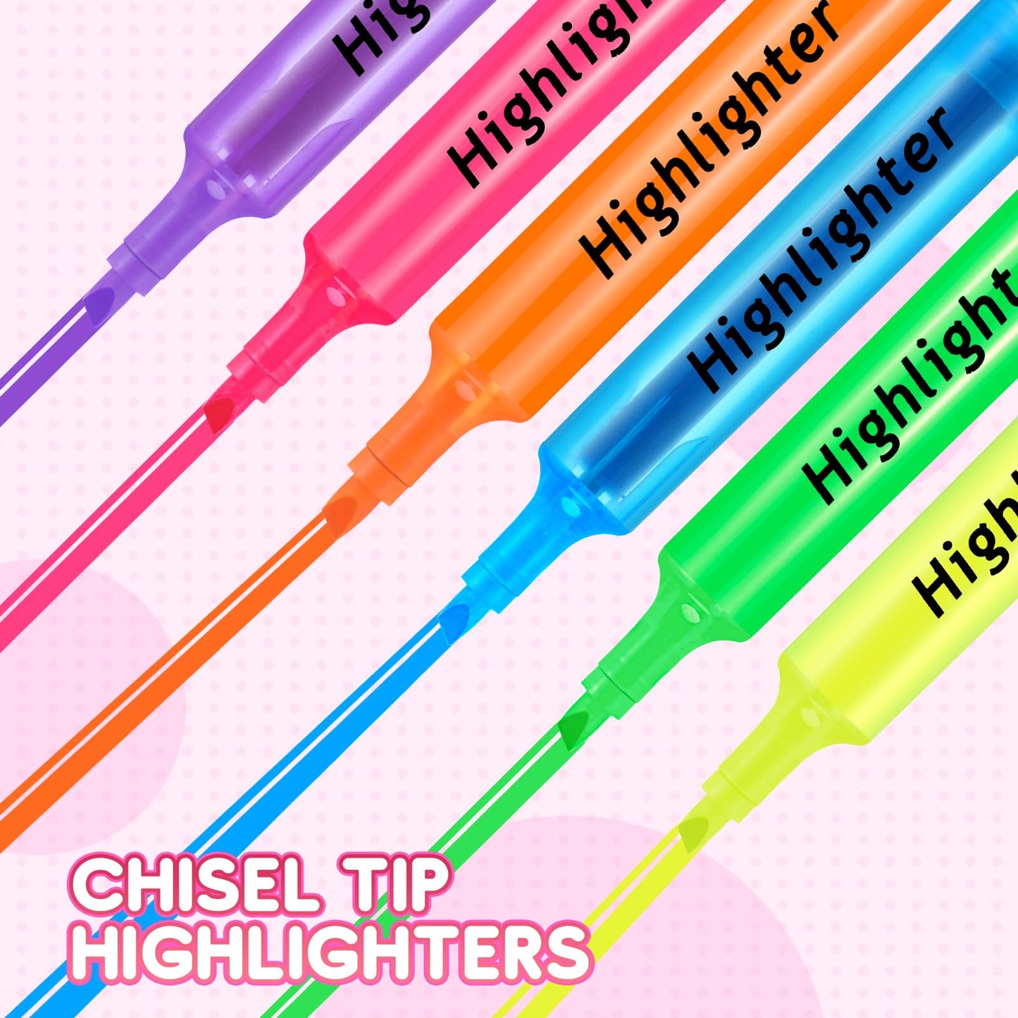 Qilery 72 Pack Tank Highlighters Bulk, Chisel Tip Markers,Pink