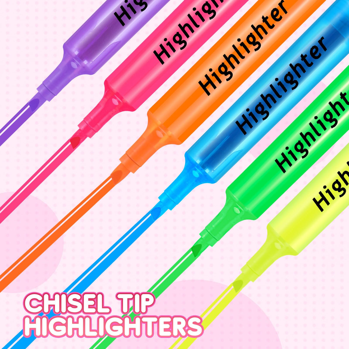 Qilery 72 Pack Tank Highlighters Bulk, Chisel Tip Markers,Pink