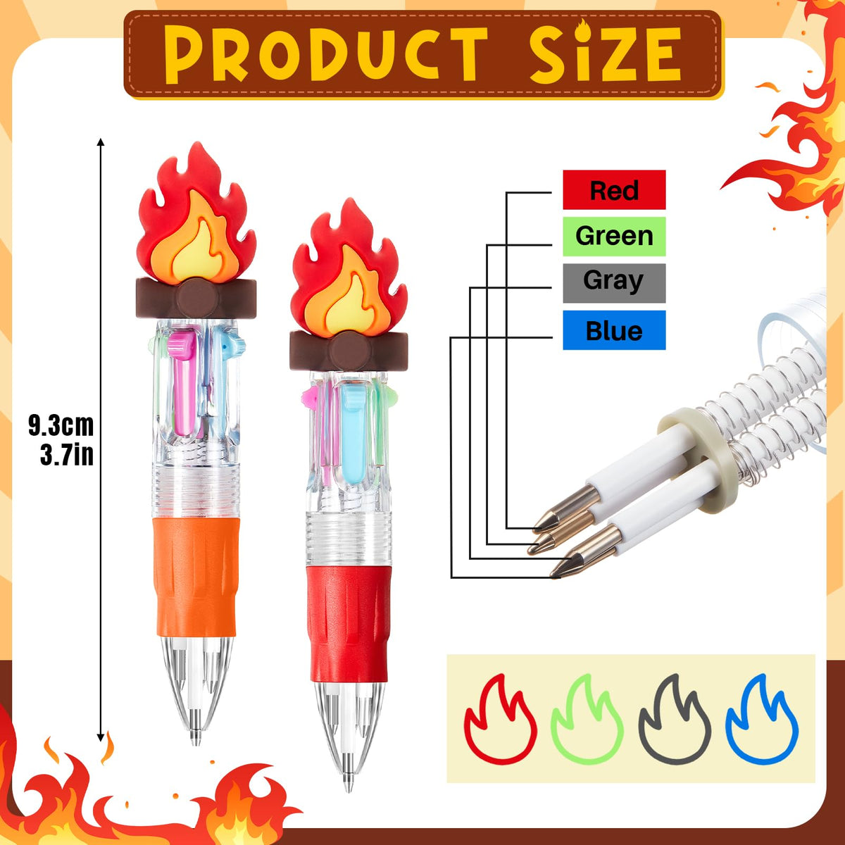Kosiz 24 Pack Camping Campfire Party Favors Multicolor 4 in 1 Ballpoint Pen
