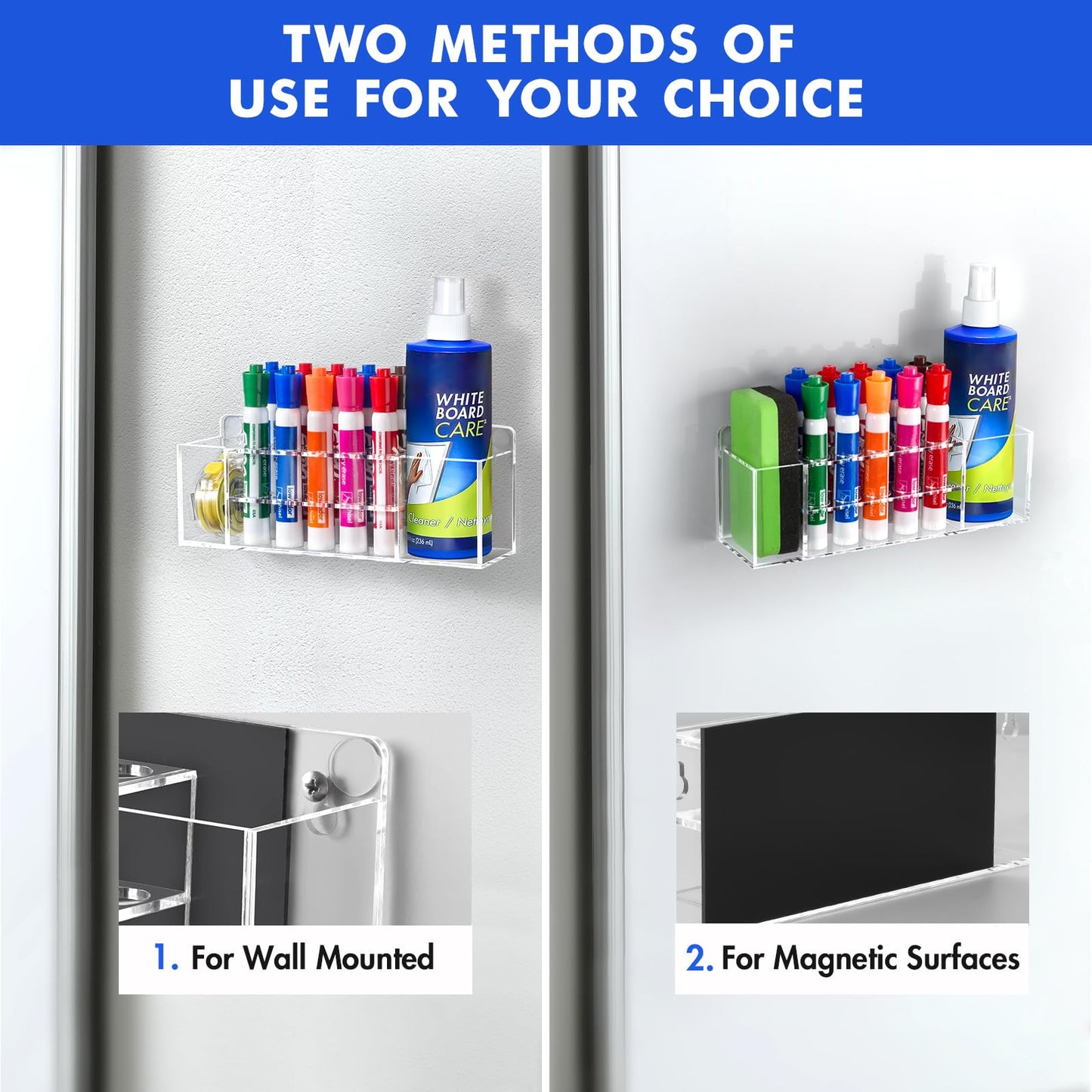 Banafich Wall Mounted Magnetic Dry Erase Marker Holder for White Board
